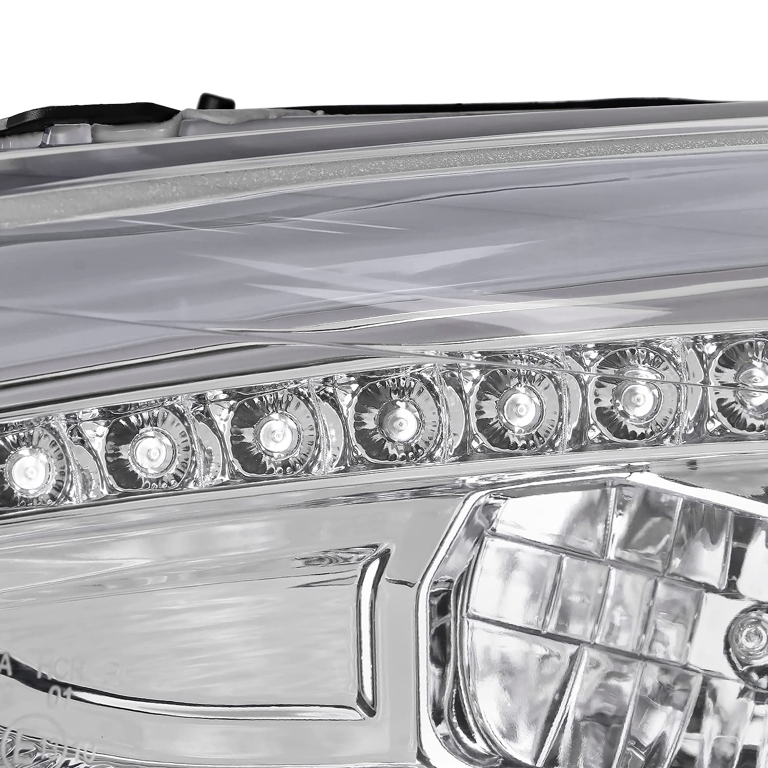 Chrome Projector Headlights SPEC-D TUNING w/Sequential LED Signal Tube Compatible with 2015-2018 Ford Focus, Left + Right Pair Headlamps Assembly