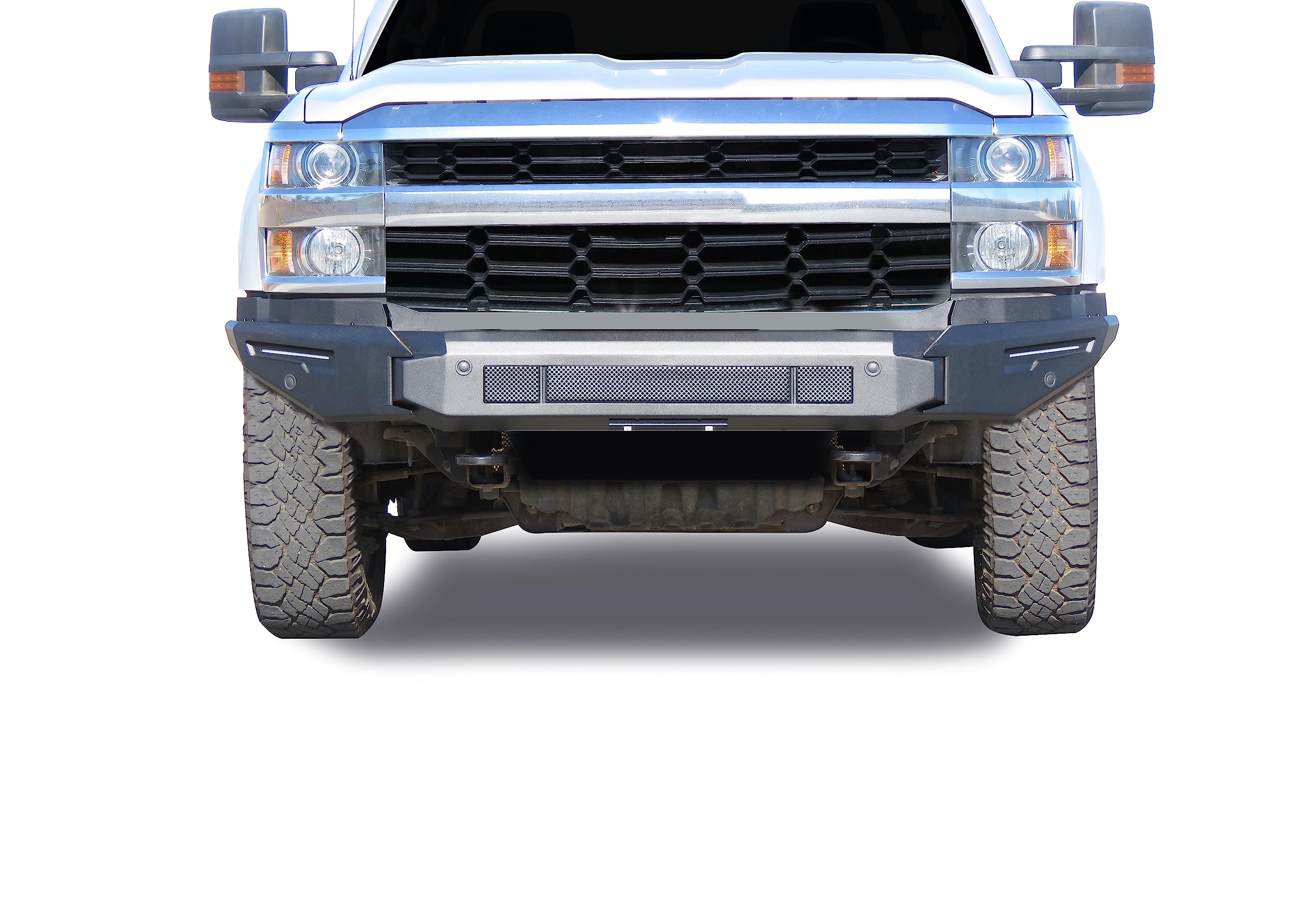 Heavy Duty Black Horse Armour II Modular Front Bumper Matte Black Compatible with 2015-2019 Chevrolet Silverado 2500 HD|2015-2019 Chevrolet Silverado 3500 HD-AFB-SI35-BU