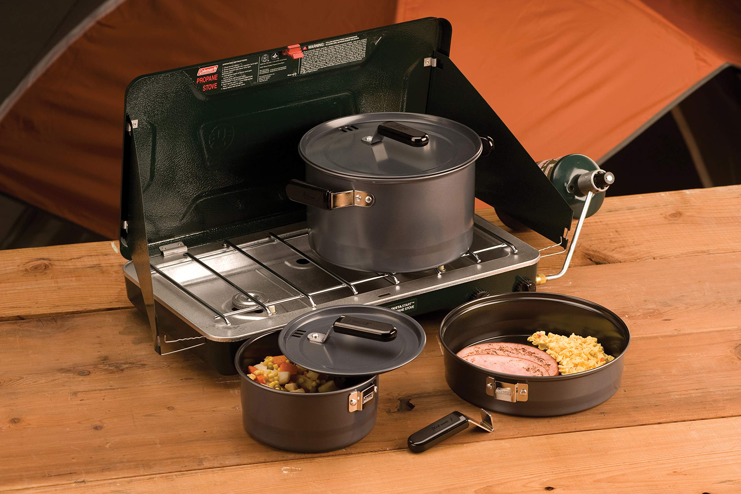 Coleman 6-Piece Family Camping Steel Cookware Set Includes Frying Pan Sauce Pan & Stock Pot Great for Camping Tailgating RVs & Outdoor Cooking