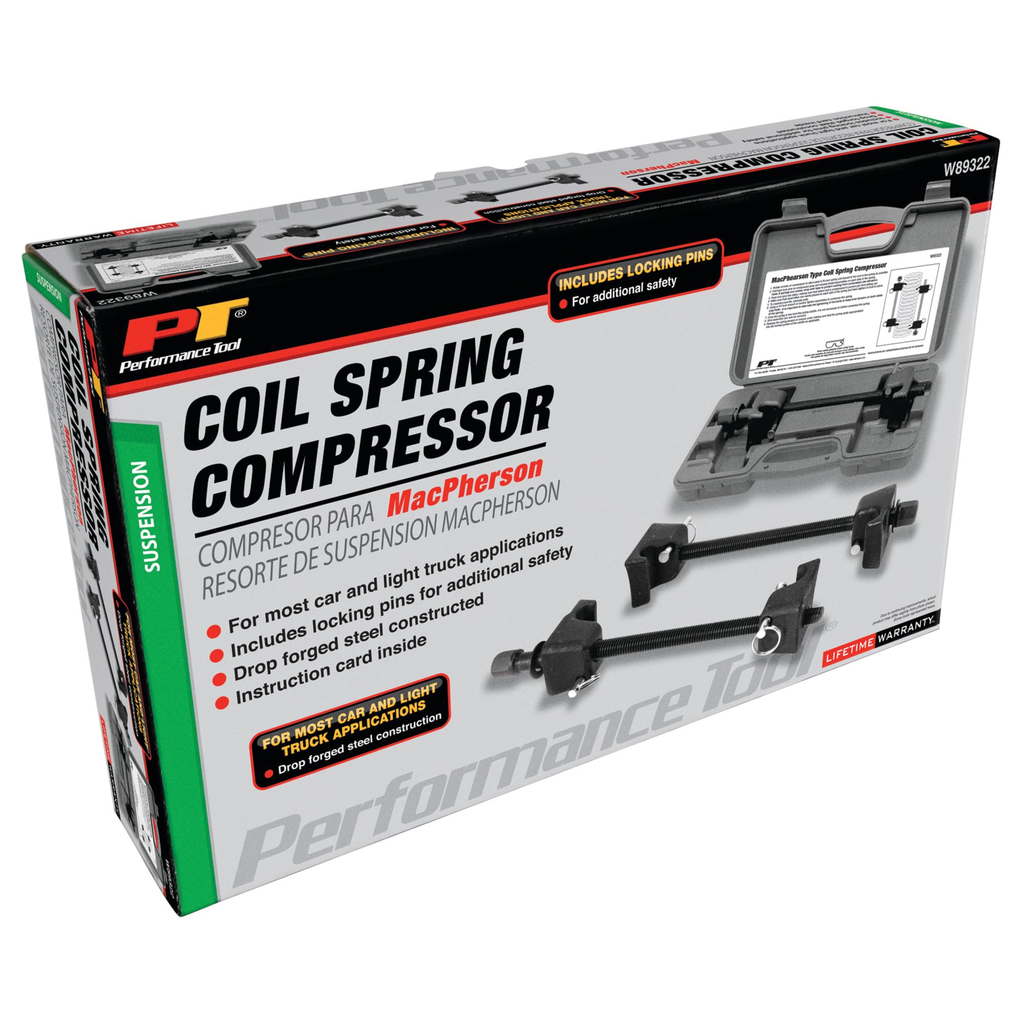 W89322 Performance Tool Professional Strut Spring Compressor with Locking Pins for Most Automotive and Light Truck Applications, Drop Forged Steel