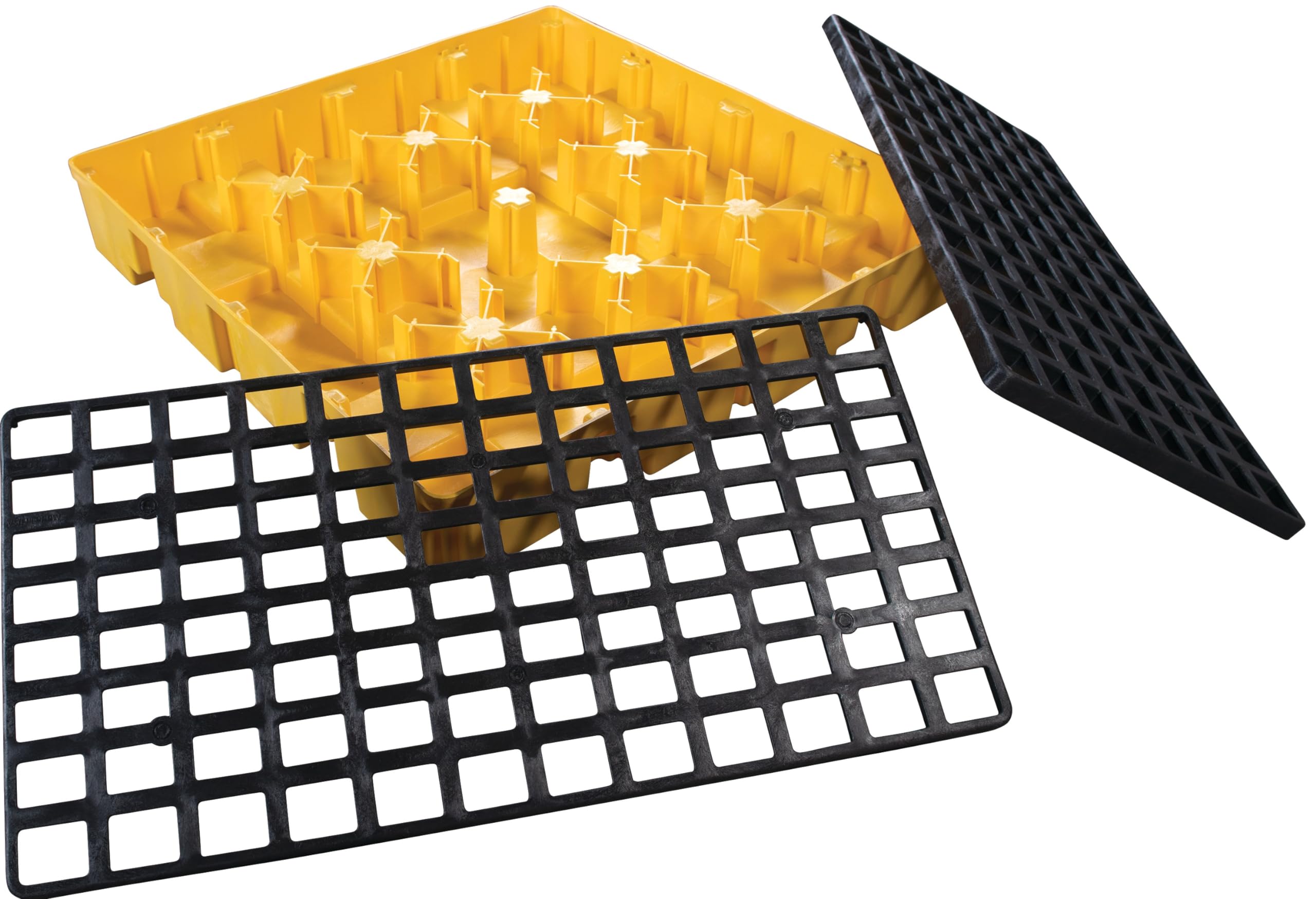 4 Eagle Drum Spill Containment Pallet with Forklift Pockets, 51.5"x51.5"x8", 66 Gallon Sump, 8,000 lbs. Load Capacity Secondary Containment Pallet, Made in USA, Yellow, 1645ND