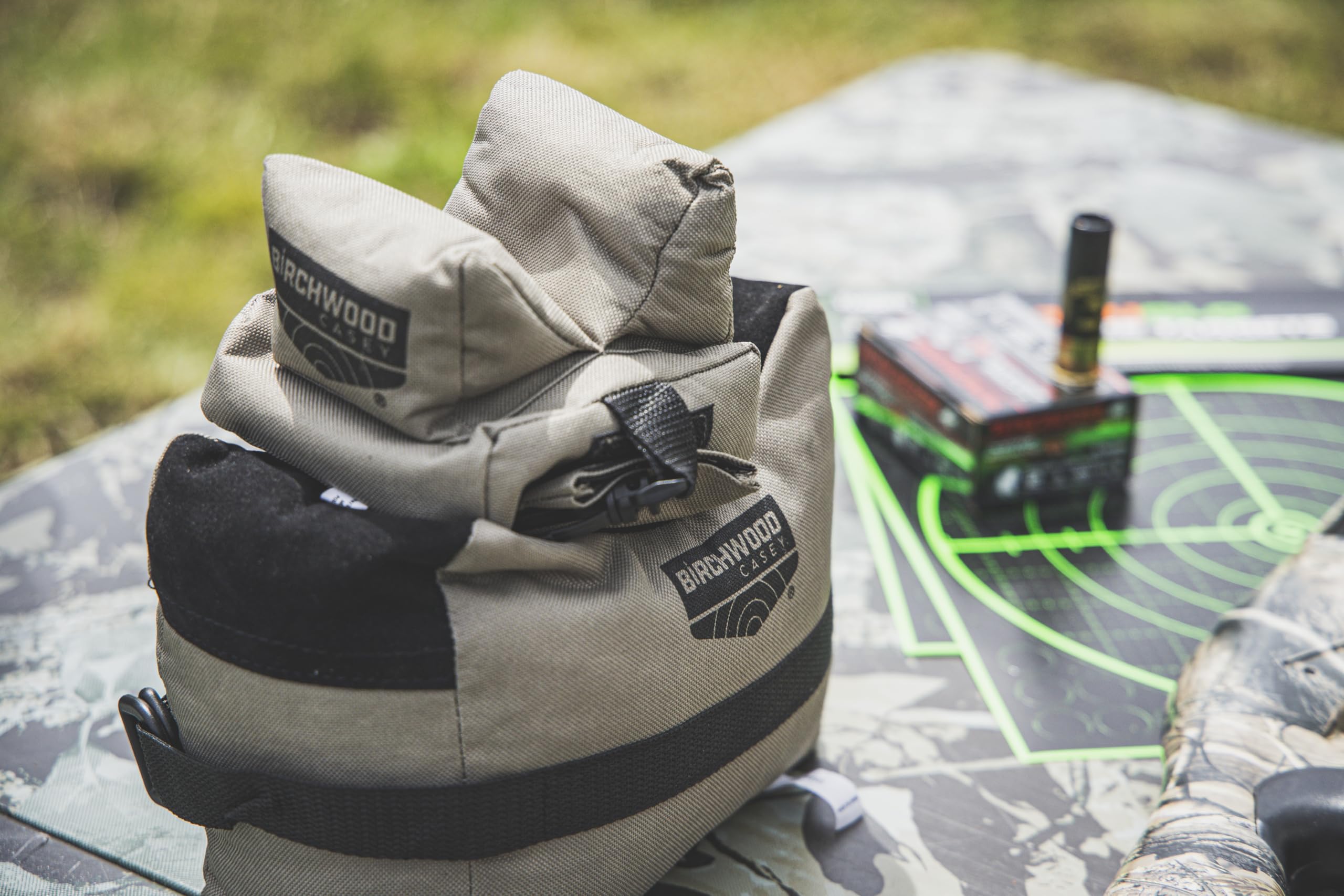 Gun Rest Birchwood Casey Filled | Durable Water-Resistant Front & Rear Shooting Bags with Inert Poly Bead Fill, Non-Slip Bottom & Suede Leather Topper