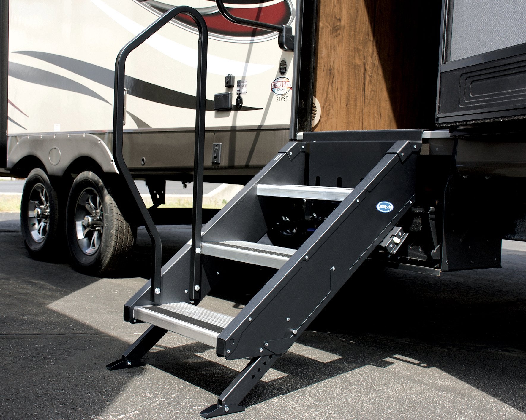 3 Step Handrail for MORryde Step Above 1st Generation RV Entry Step, Black STP214-029H