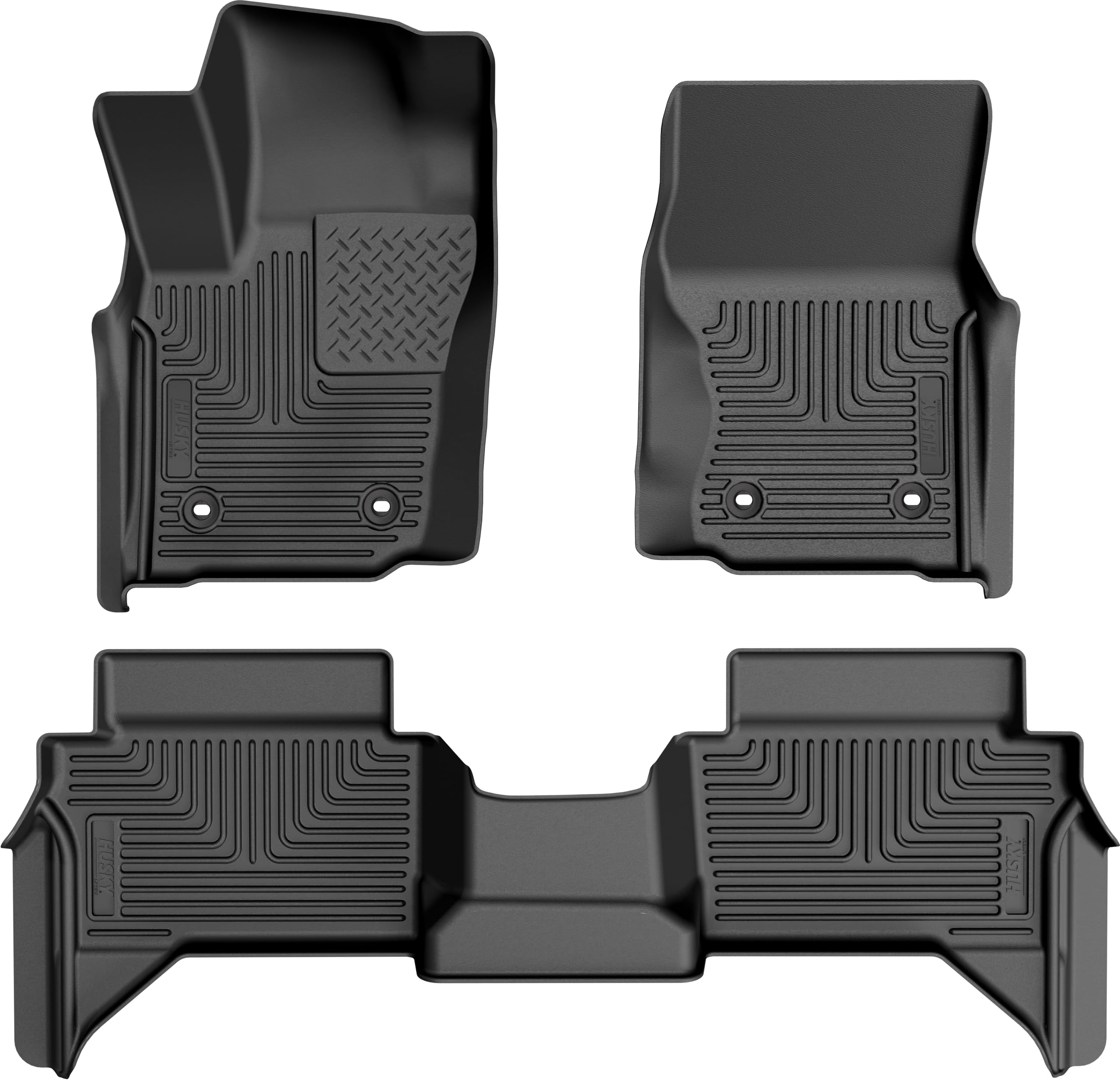 Husky Liners Floor Mats Weatherbeater | Fits 2024-2026 Toyota Tacoma, Crew CAB ONLY & Double CAB ONLY | Front & 2nd Row, 3-pc Black - 94271