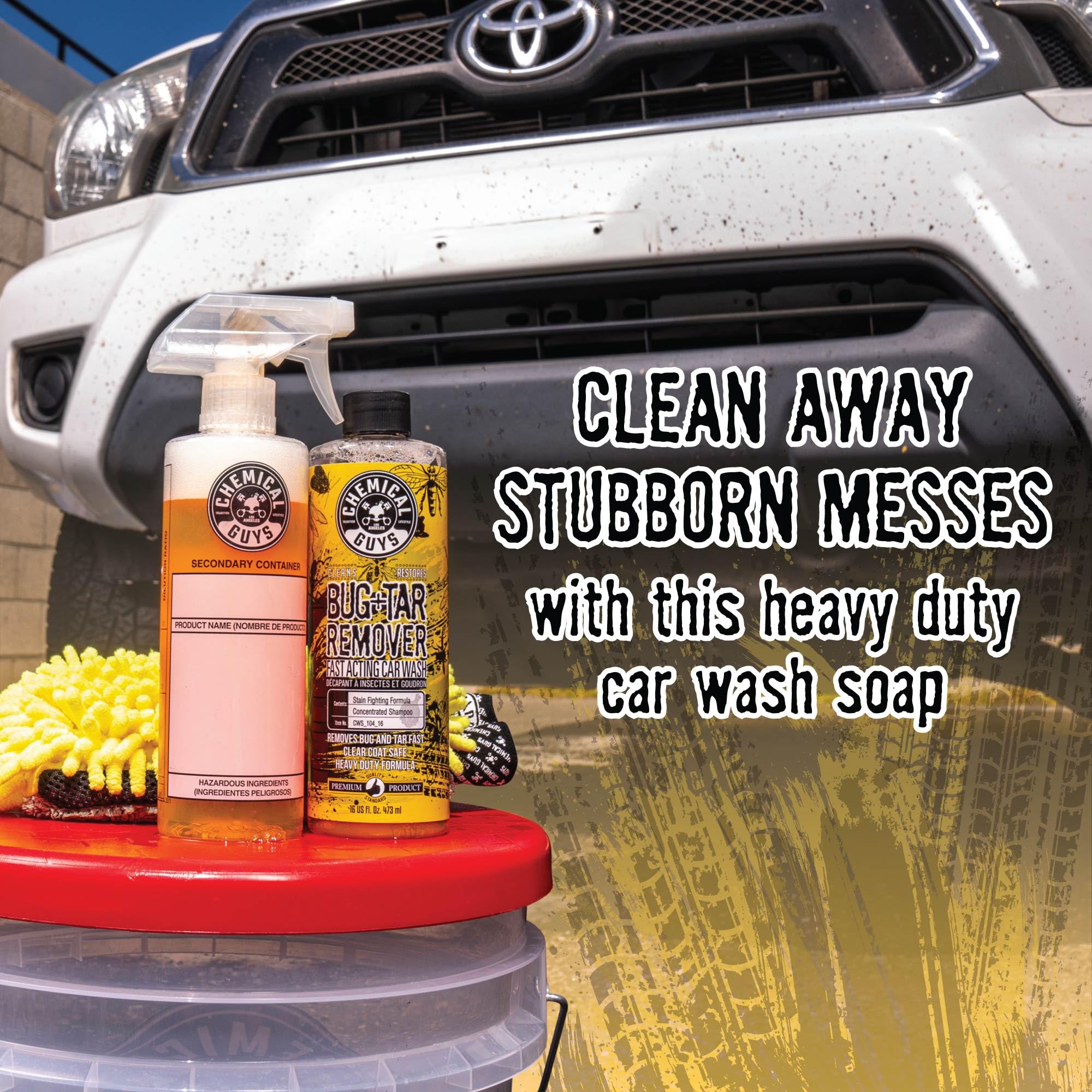 Chemical Guys Fast Acting Bug and Tar Remover Car Wash - Heavy Duty Cleaner for Bugs, Tar, Grime, Tree Sap & Bird Droppings - Safe for Car Paint, Glass, Chrome, Plastic, All Exterior Surfaces - 16 oz