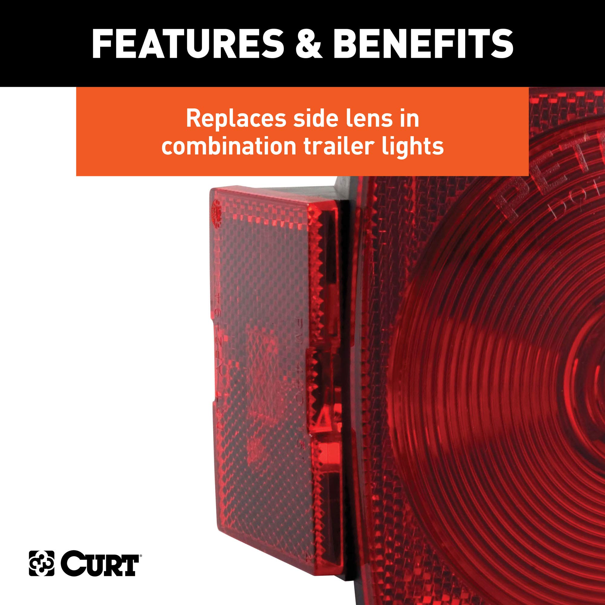 CURT Replacement 53515 Red Side Trailer Light Lens