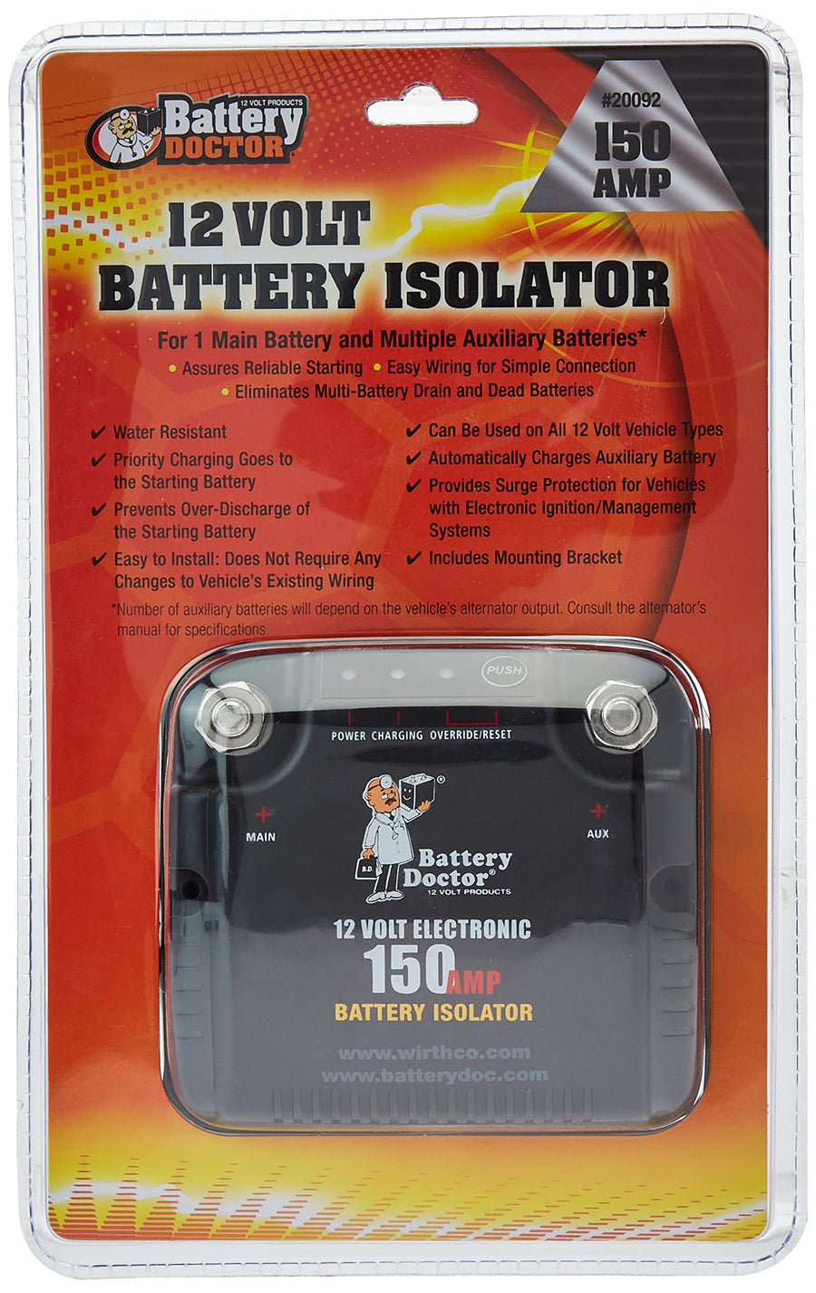 Battery Doctor WirthCo 1213.1241 20092 125 Amp/150 Amp Battery Isolator , Black