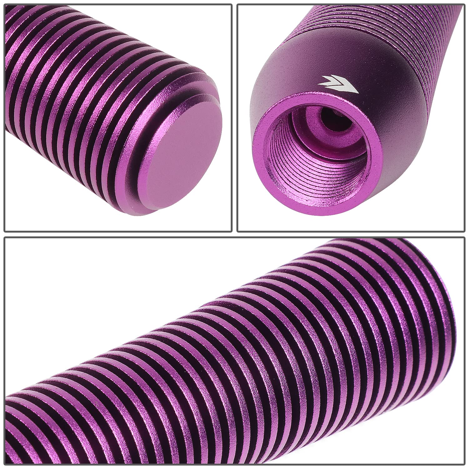 NRG Innovations Universal Aluminum SK-710PP Shift Knob with Thread Adapters, Heatsink Style Long Curvy Cylinder Lever,Purple