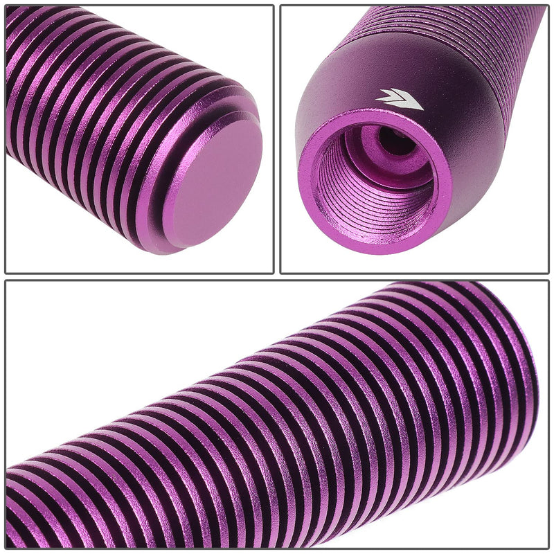 NRG Innovations Universal Aluminum SK-710PP Shift Knob with Thread Adapters, Heatsink Style Long Curvy Cylinder Lever,Purple