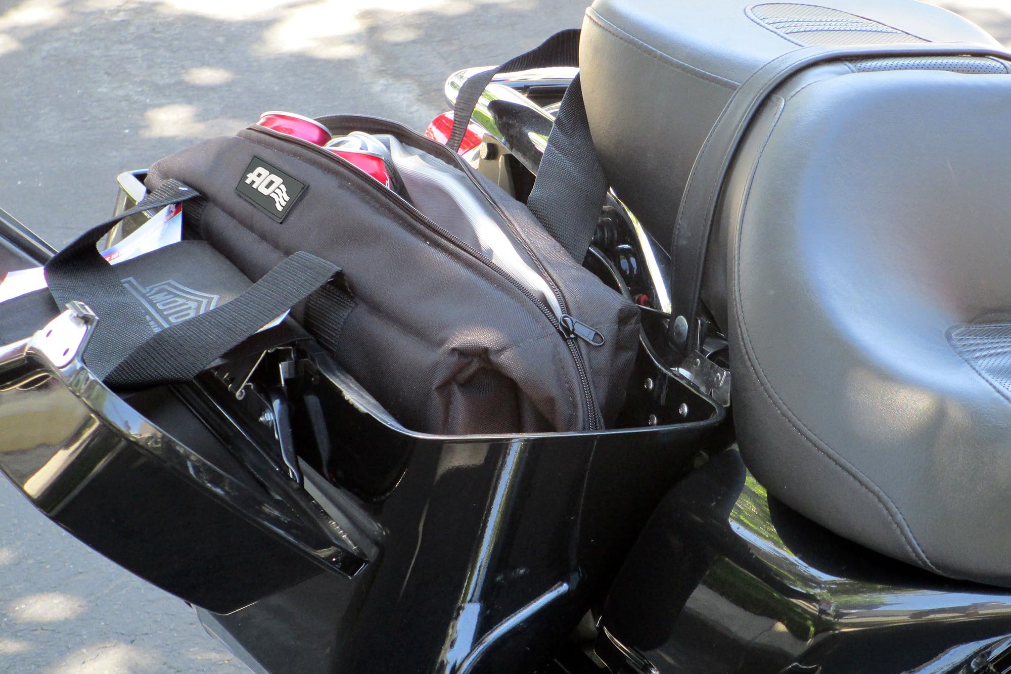 AO Coolers - Motorcycle Saddle Bags AO18MOTO Soft Cooler (15-Can Capacity), Black