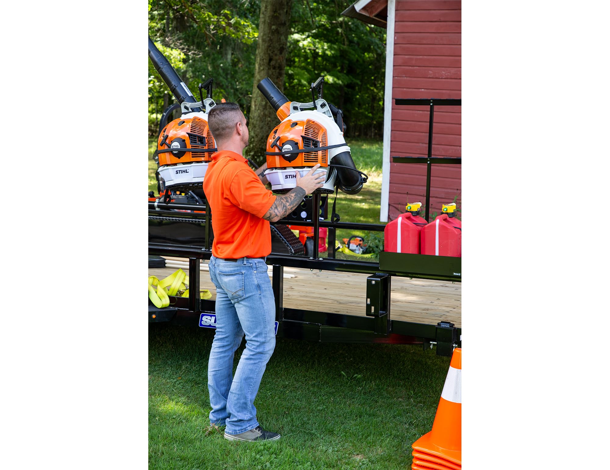 LT20 Buyers Products Backpack Blowers Rack for Open and Enclosed Landscape Trailers, Made in the USA, Holds Landscaping Blowers, Landscape Trailer Accessories