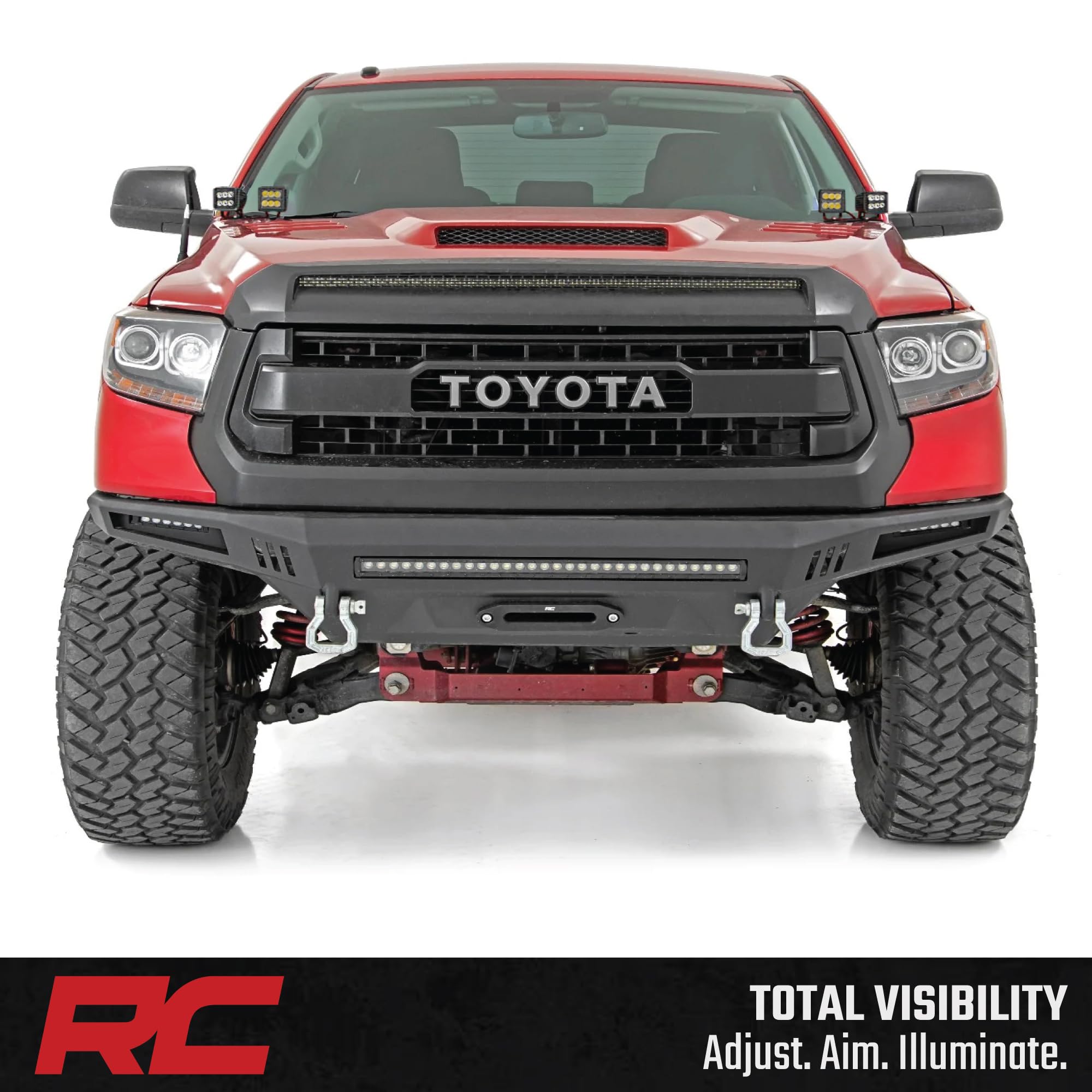 Quad Rough Country 2" Cube LED Light Kit for Toyota Tundra (2014-2021) - Lower Windshield Mount, 9,600 Lumens, Spot Combo Off-Road Lighting