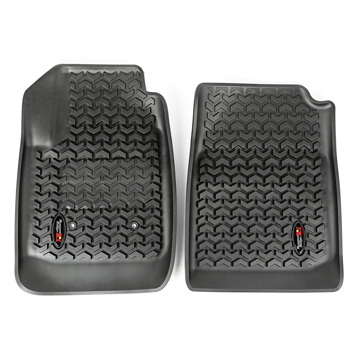 Front Floor Liners Rugged Ridge for Colorado/Canyon | Pair, All-Terrain, Black | 82901.31 | Fits 2015-2018 Chevrolet Colorado & GMC Canyon Extended & Crew Cab