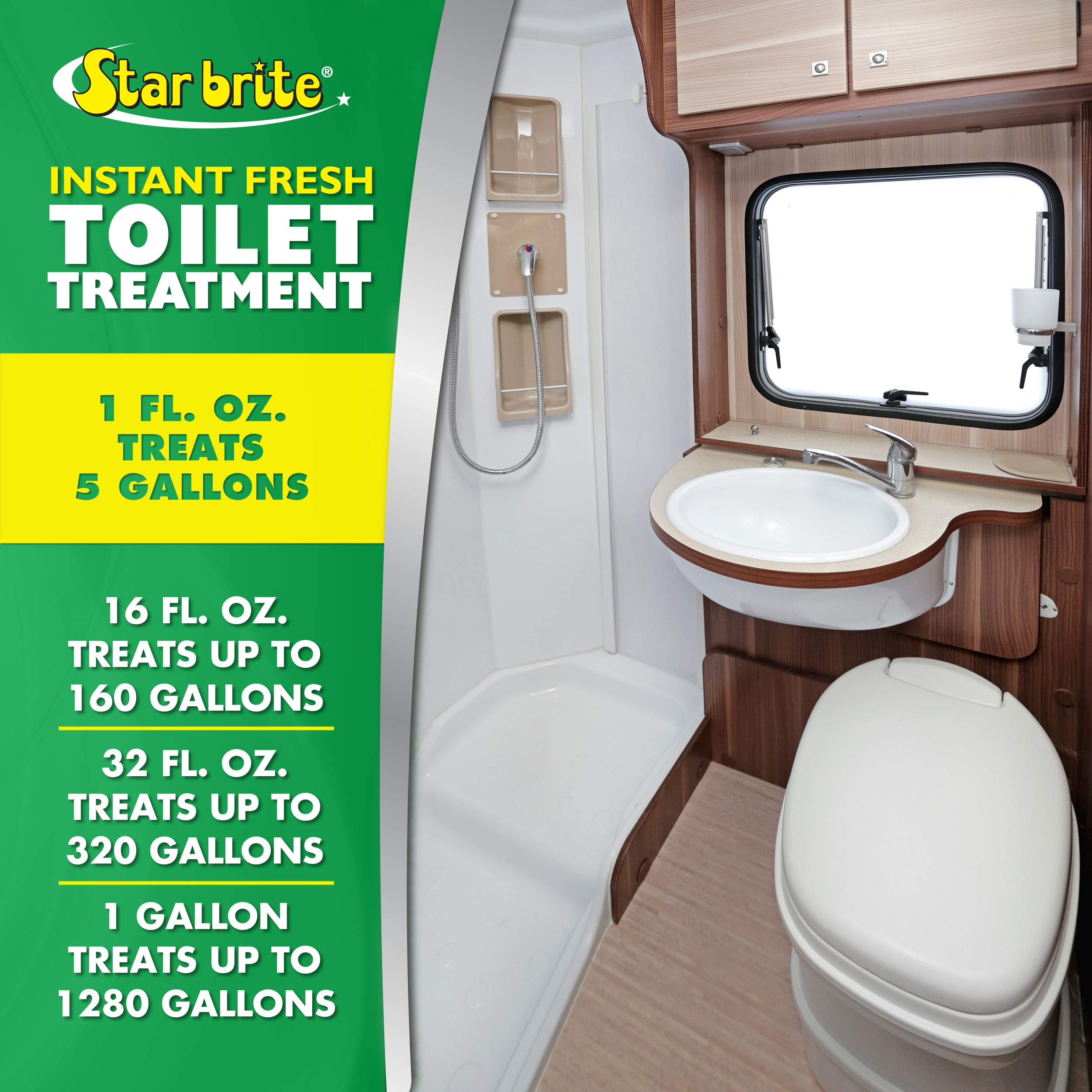Instant Fresh STAR BRITE Toilet Treatment - Pine Scent, Odor & Waste Control, 16 OZ (071718)