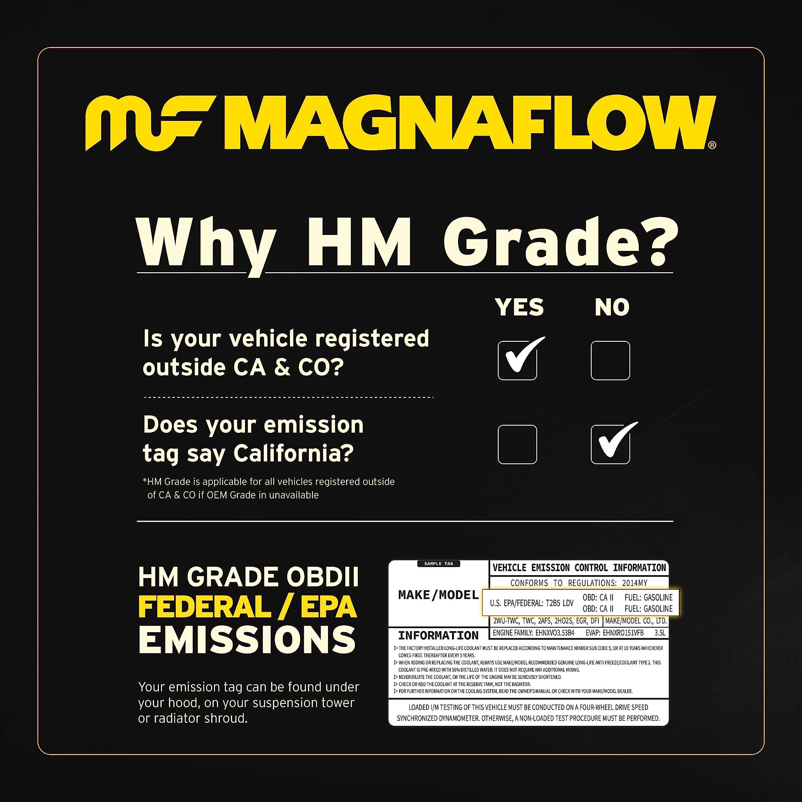 Catalytic Converter MagnaFlow 99326HM: 2.5"/2.25" Inlet/Outlet, HM Grade, Universal Fit (Federal/EPA Compliant)