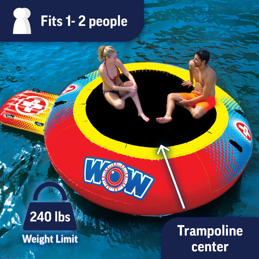 WOW Sports WOW Bouncer, World of Watersports, 15-2030, Inflatable Floating Trampoline, Boarding Platform, 10 Foot Diameter, 1 to 2 Person