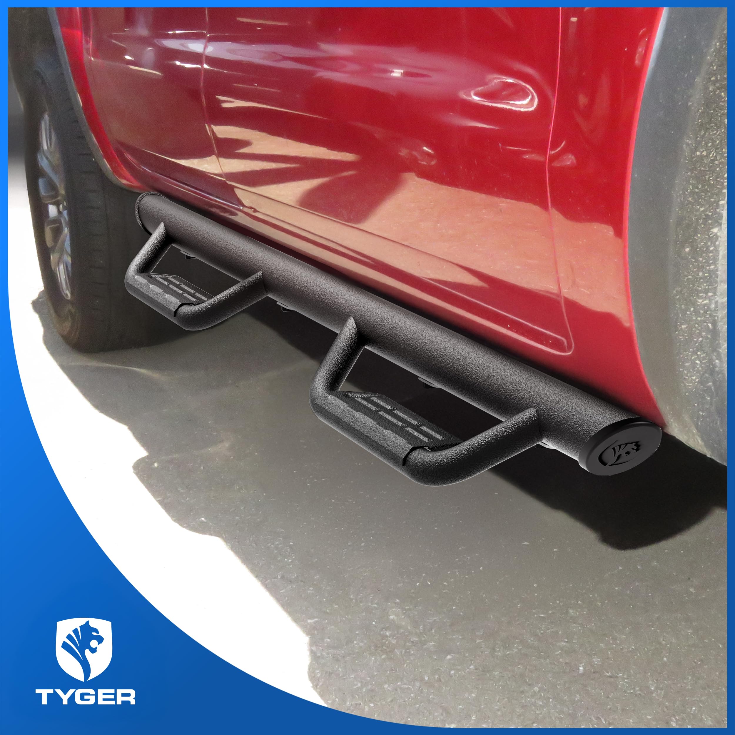 Tyger Auto Running Boards Tyger Access Compatible with 2019-2026 Ford Ranger | Supercrew Cab | TG-AS2F24032 | Textured Black Drop Step Rail