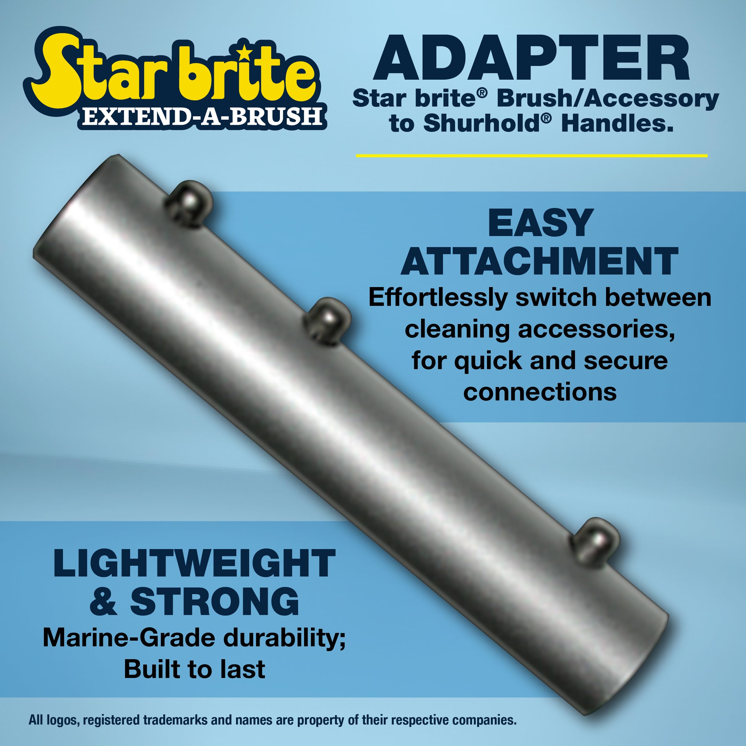 Brush Adaptor STAR BRITE for Shurhold Handles - Triple Anodized Aluminum Adapter for Easy Attachment of STAR BRITE Accessories - Durable Marine-Grade Connector