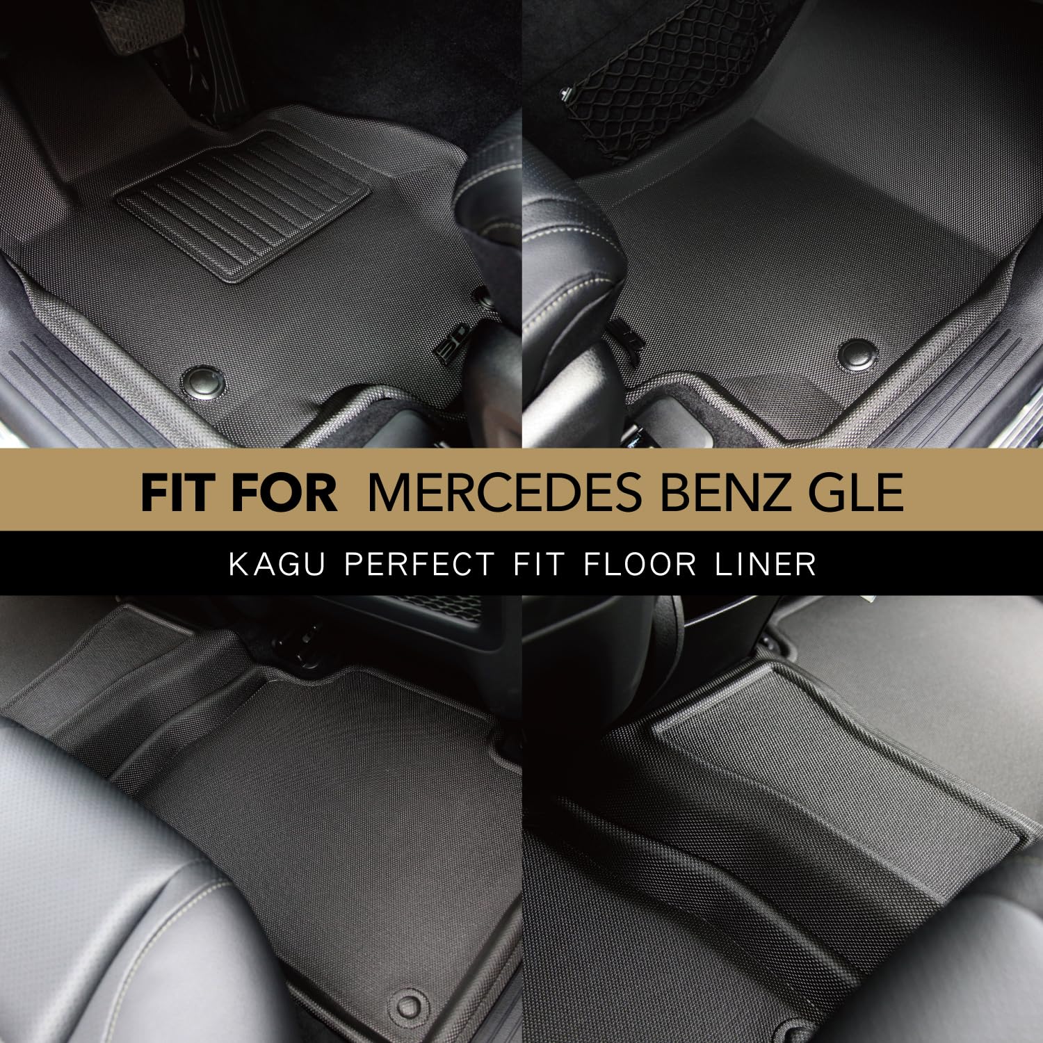 Custom Fit 3D MAXpider Kagu Floor Mat (Black) Compatible with Mercedes GLE-Class 5-Seat SUV (W167) 2020-2026/AMG GLE 53/63 (W167) 2021-2026 - Full Set