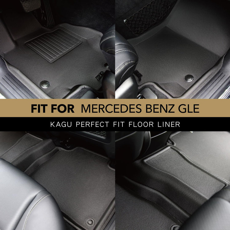Custom Fit 3D MAXpider Kagu Floor Mat (Black) Compatible with Mercedes GLE-Class 5-Seat SUV (W167) 2020-2026/AMG GLE 53/63 (W167) 2021-2026 - Full Set