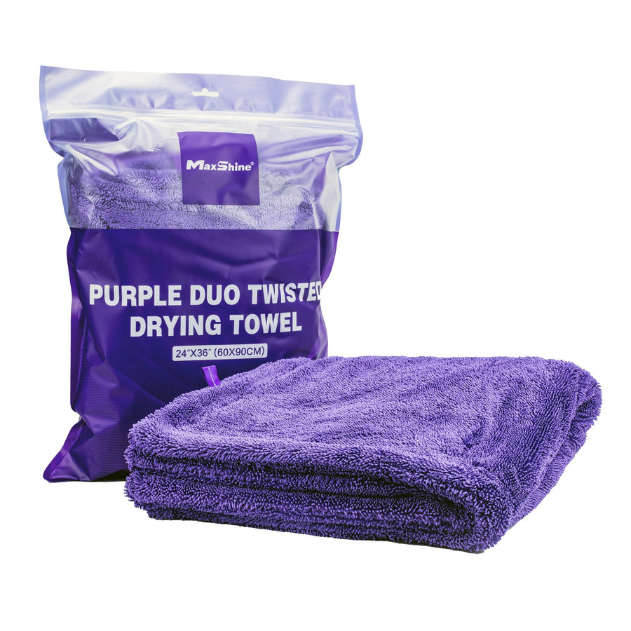 Purple Maxshine 24" x 36" Duo Twisted Microfiber Towel (1200GSM) – Large, Plush, Rinse-Free Double-Sided Drying Towel – Super Absorbent Microfiber for Drying