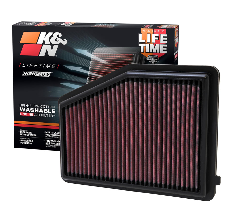 High-Flow K&N Original Lifetime Engine Air Filter: Increase Power: Premium, Washable: Compatible with 2012-2015 Acura/Honda: ILX, Civic, 33-2468
