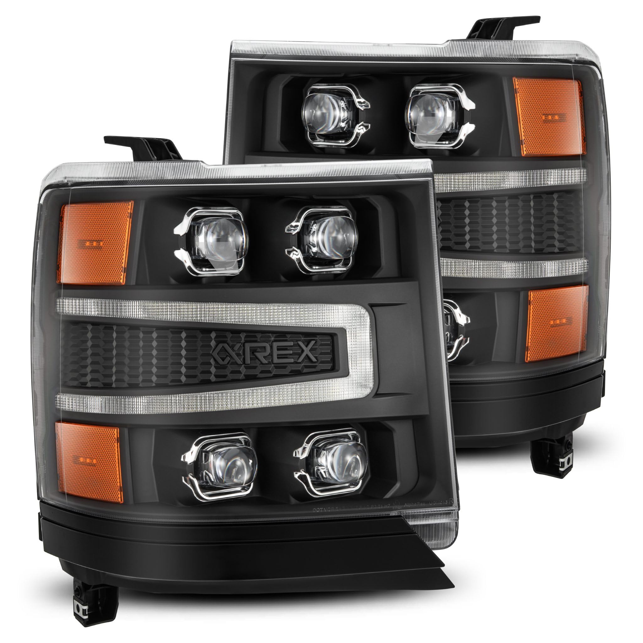 AlphaRex USA NOVA-Series 16-18 Chevy 1500HD LED Proj Headlights BK w/Actv Lgt/SeqSig & DRL (Req 810023)