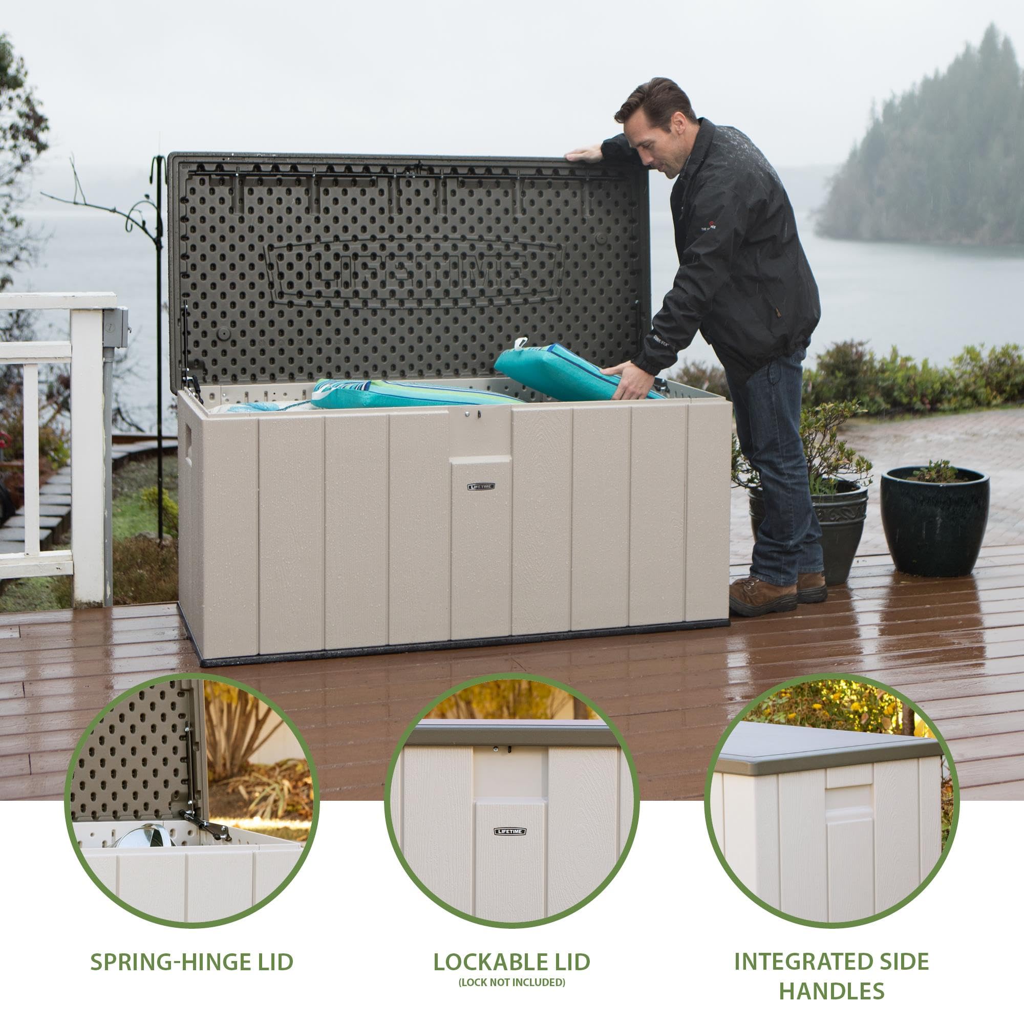 60254 LIFETIME Heavy-Duty Outdoor Storage Deck Box, 150 Gallon, Desert Sand/Brown
