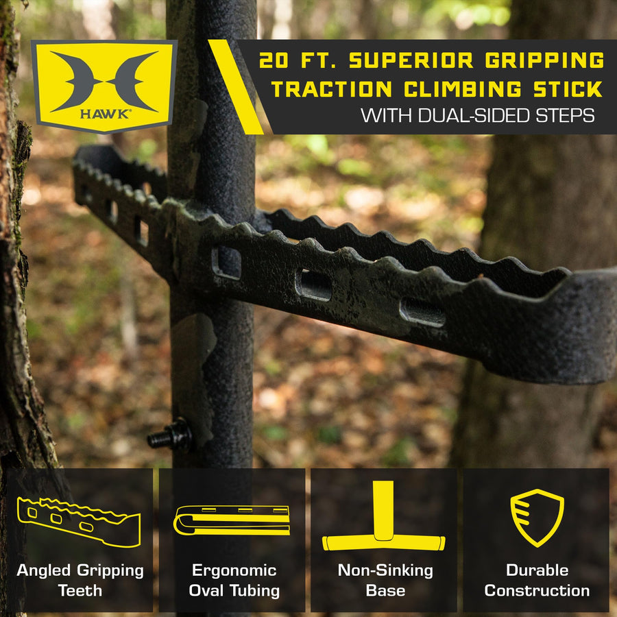 20-Feet Hawk Traction Stacking Stick with Dual-Sided Non-Slip Steps, Oval Tubing Grip, and Ratchet Strap for Rock-Solid Stability (Mud)