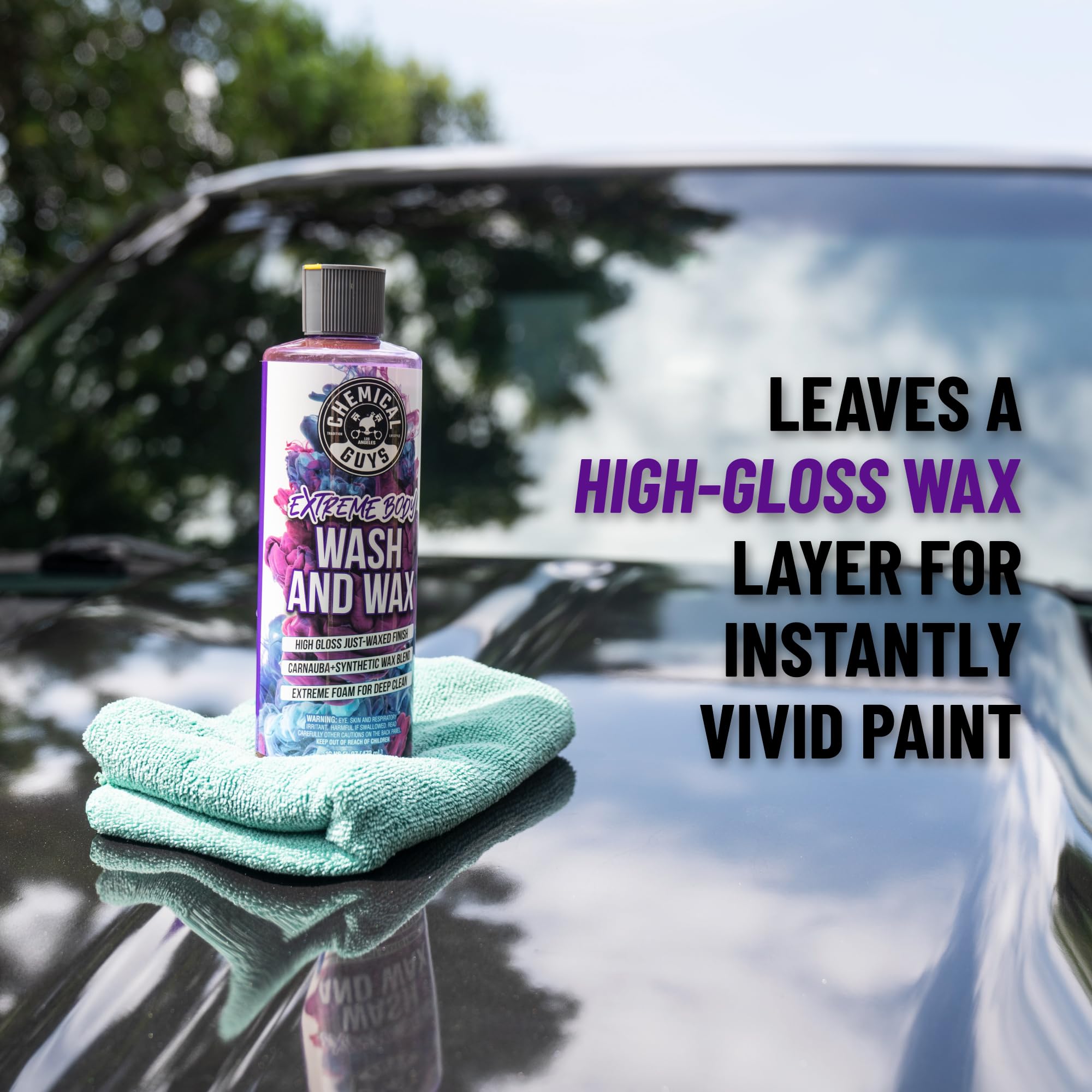 Chemical Guys Foaming Car Wash Soap Extreme Bodywash & Wax - Soap for Foam Cannons, Foam Guns, or Bucket Washes for Cars, Trucks, Motorcycles, RVs, and More, Grape Scent - 16 oz