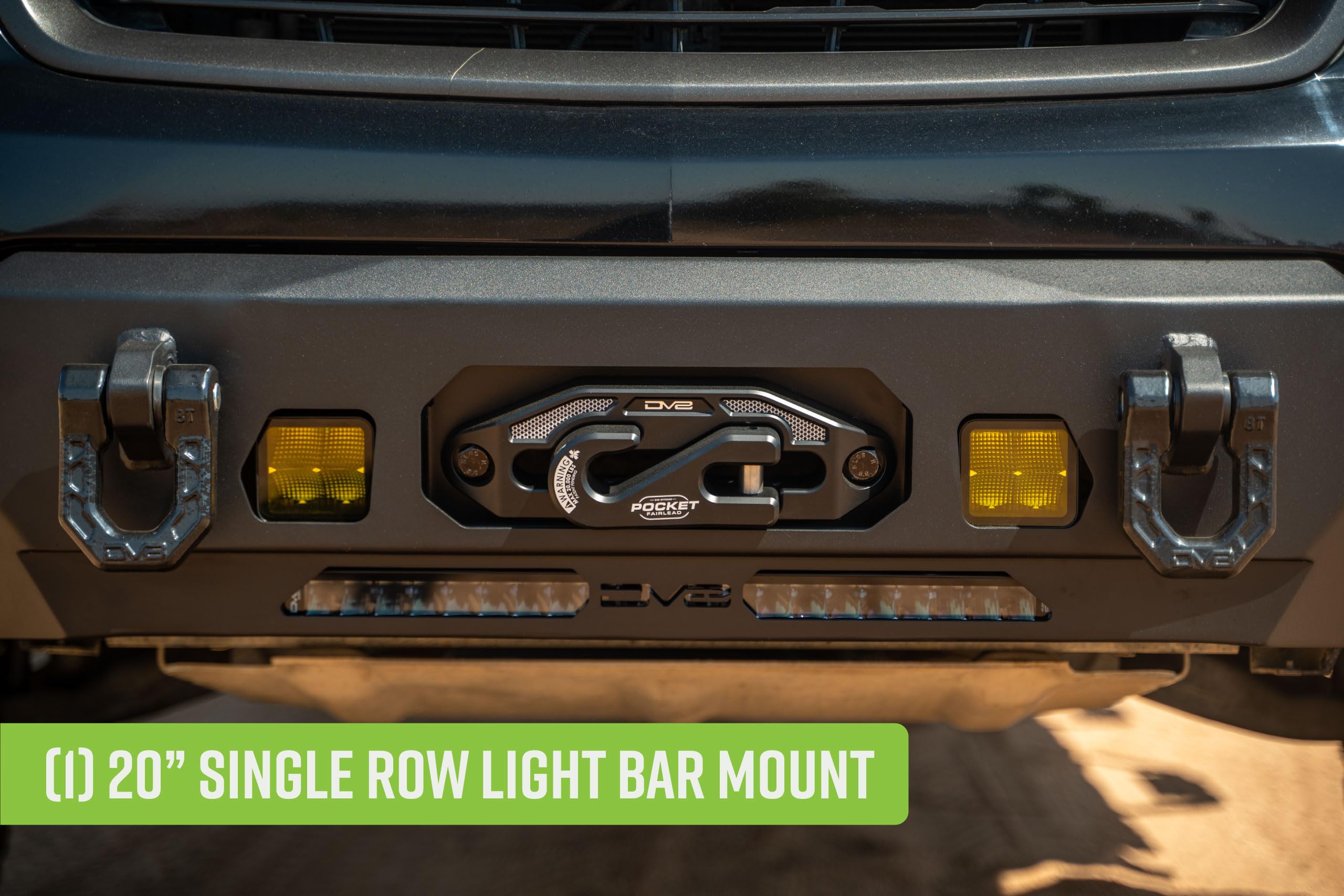 Centric DV8 Offroad Front Bumper for 2015-2020 Chevy Colorado | Center Mount Design | (1) 20" Light Bar Mount | Heavy-Duty Winch Mount | Pair of D-Ring Mounts | (2) 3" Pod Light Mounts | Steel