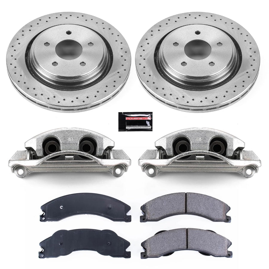 Power Stop Autospecialty KCOE5563 Rear Caliper Brake Kit- Brake Rotors, Ceramic Brake Pads and Brake Calipers