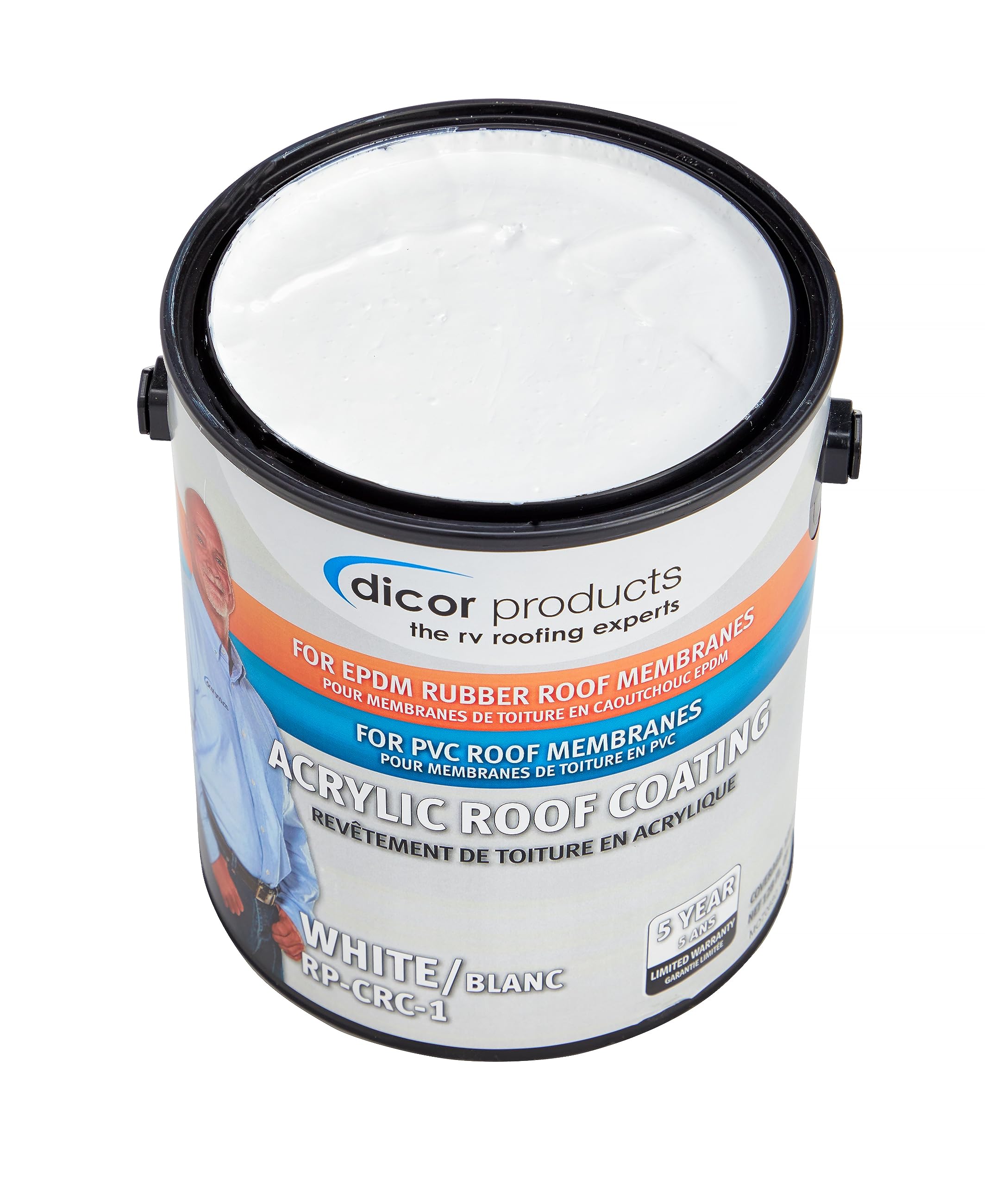 1 Gallon Dicor RP-CRC-1 EPDM Rubber Roof Acrylic Coating Part - White
