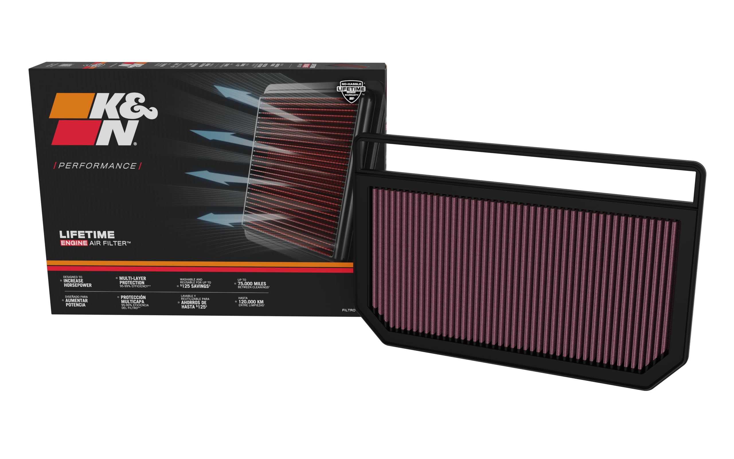K&N Engine Air Filter: Premium, High Performance, Washable, Replacement Filter, Compatiable with 2021-2023 Hyndai Elantra Hybrid, 33-5121