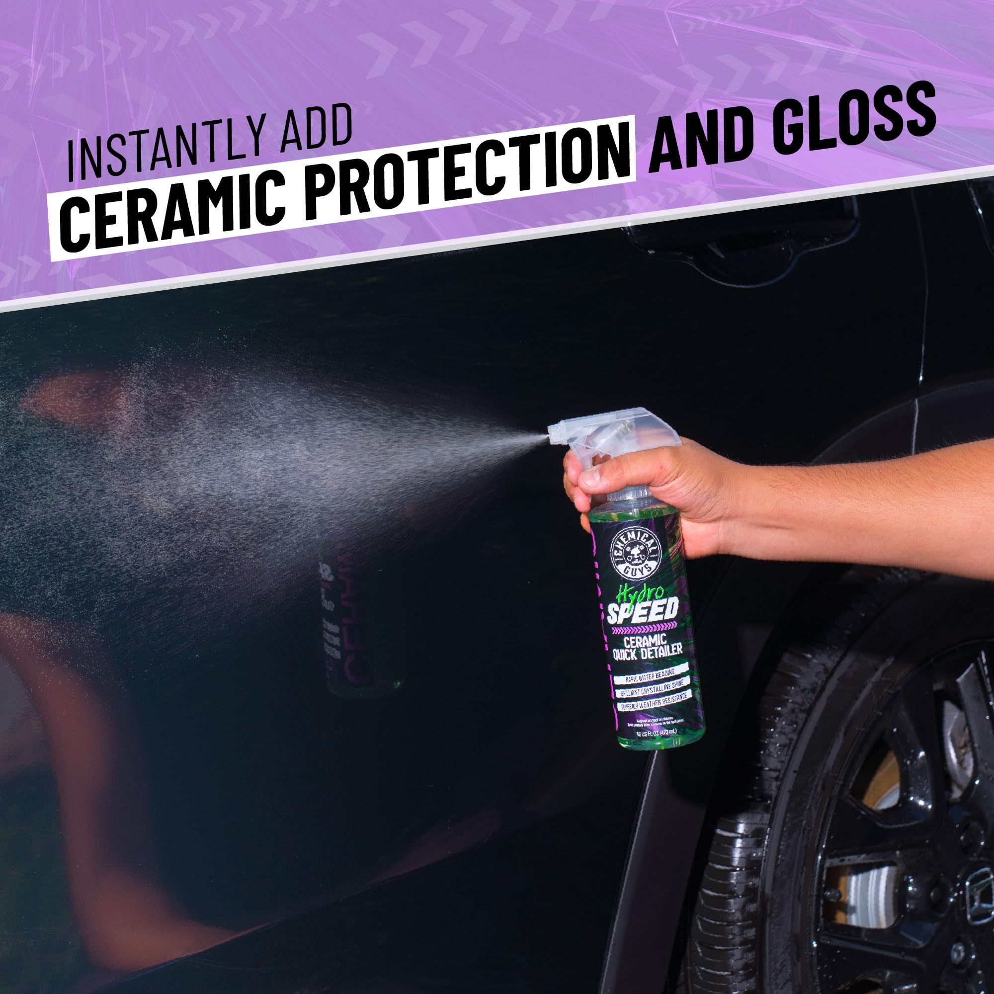 Chemical Guys HydroSpeed Quick Detailer Ceramic Spray - SiO2 Shine Car Detailer Spray for Cars, Trucks, SUVs, Motorcycles and RVs, Boosts Gloss, Hydrophobic Protection and Slickness, 128 oz
