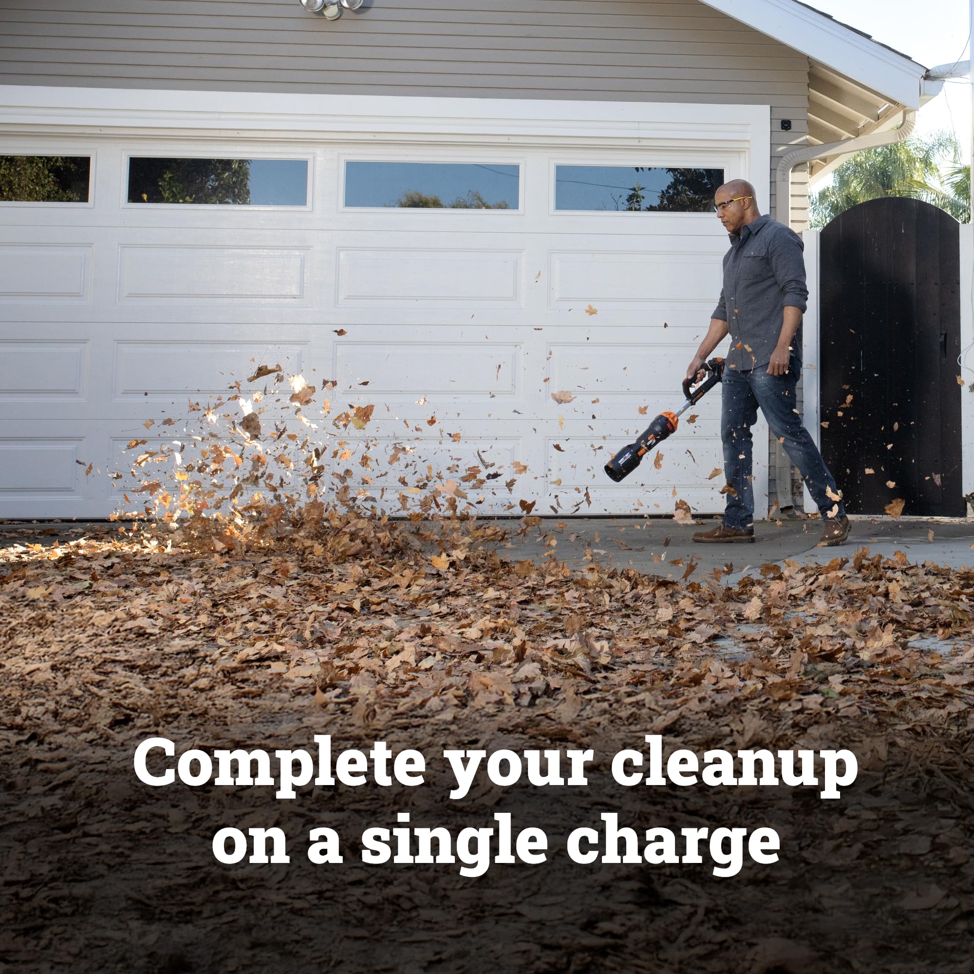 Cordless WORX Nitro Leaf Blower, Electric Blower with 410 CFM & 130 MPH, Blowers for Lawn Care with 3.8 Lbs, 4.0 Ah Battery & Charger Included, WG543