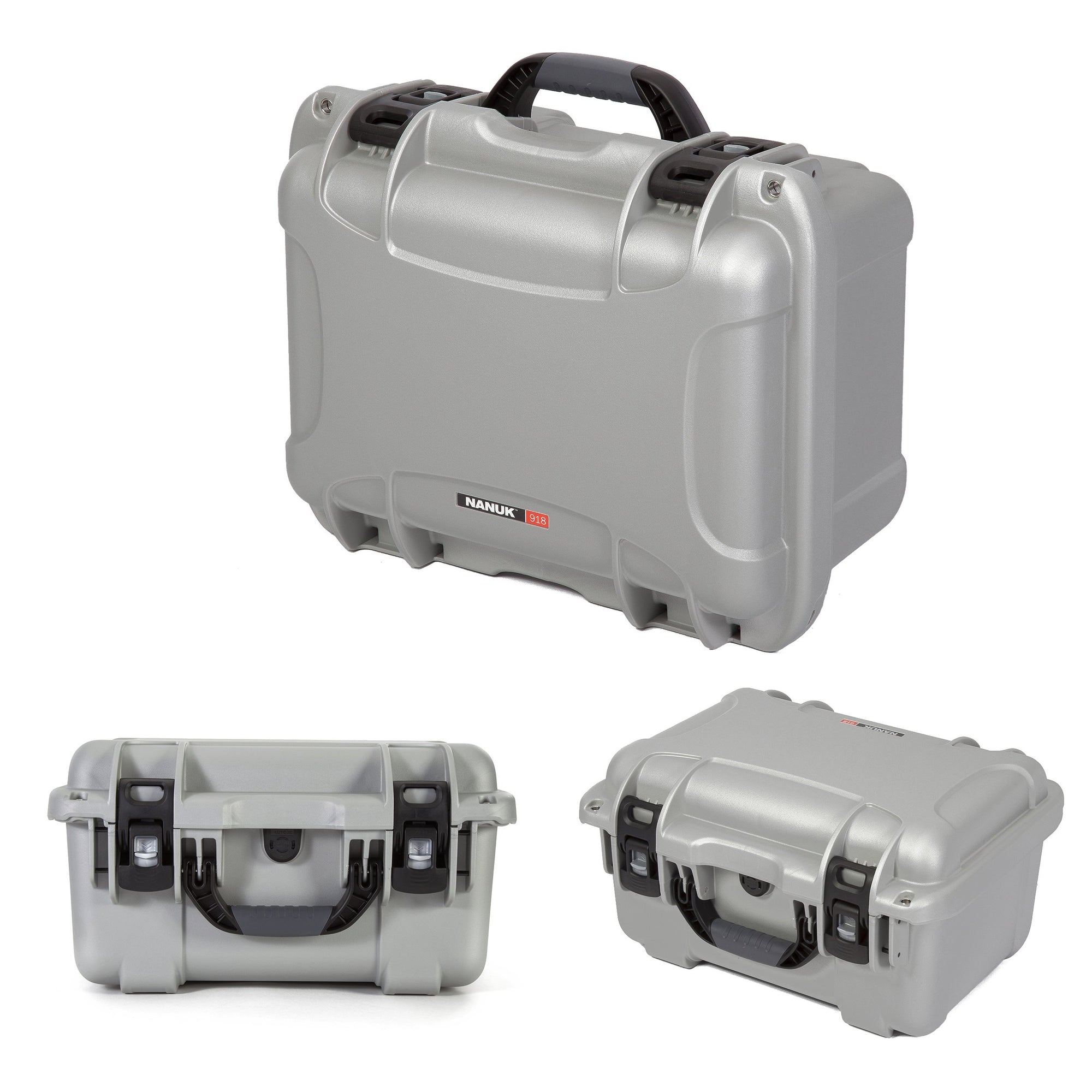 Waterproof Nanuk 918 Hard Case with Lid Organizer and Padded Divider - Silver