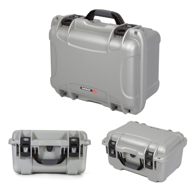 Waterproof Nanuk 918 Hard Case with Lid Organizer and Padded Divider - Silver