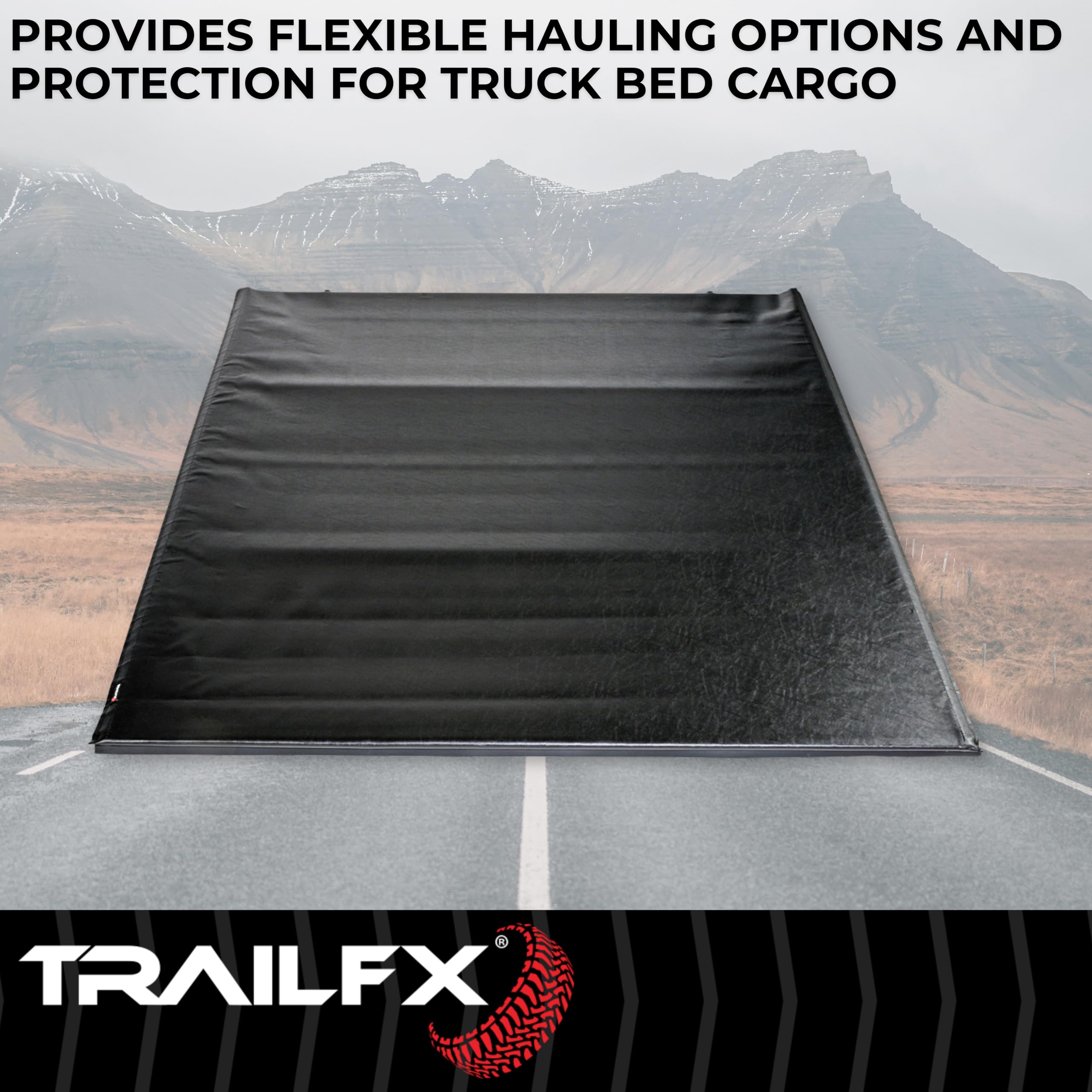 TrailFX Soft Rolling Tonneau Cover Black Vinyl for Ram 1500 6.5 Foot Bed 2011-2018 with Aluminum Rails Lockable Tailgate Handle Hook and Loop Installation Low Profile TrailFX TFX2203