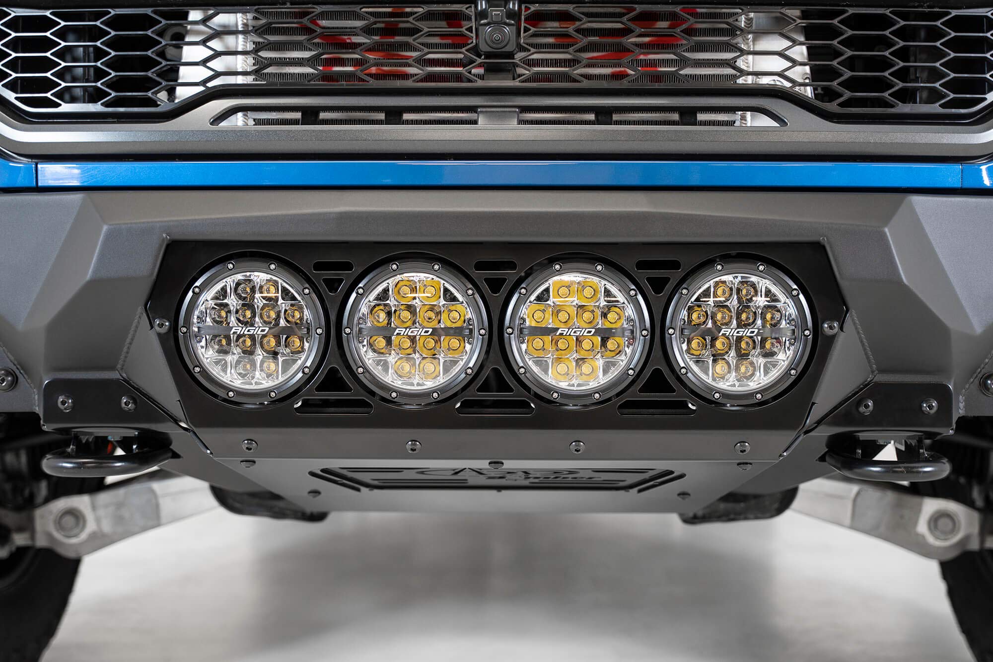 Bomber Front Bumper Addictive Desert Designs F110014110103; Hammer Black Powder Coat Finish; Mounts for 4 Rigid 360 6 in