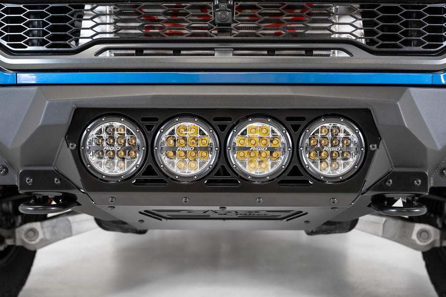 Bomber Front Bumper Addictive Desert Designs F110014110103; Hammer Black Powder Coat Finish; Mounts for 4 Rigid 360 6 in