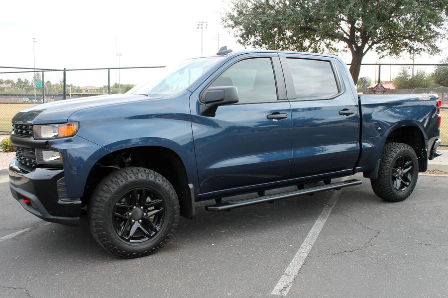 Raptor Series Running Boards 5in OEM Style Full Tread Black Aluminum Steps Compatible with Crew Cab 2019-2026 Silverado Sierra 1500 and 2020-2026 2500/3500 HD
