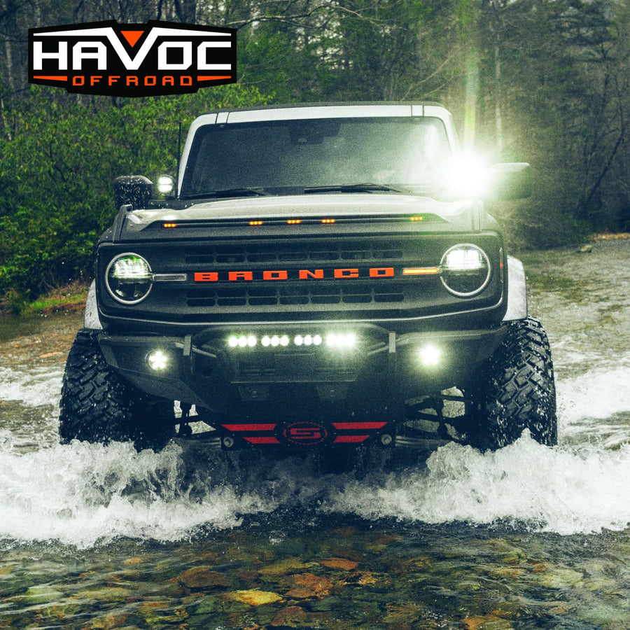 Steel Bender Rear Bumper HAVOC OFFROAD for Ford Bronco | Light Mounts, Integrated Lift Points, Black | HFB-03-002 | 2021-2025 Ford Bronco