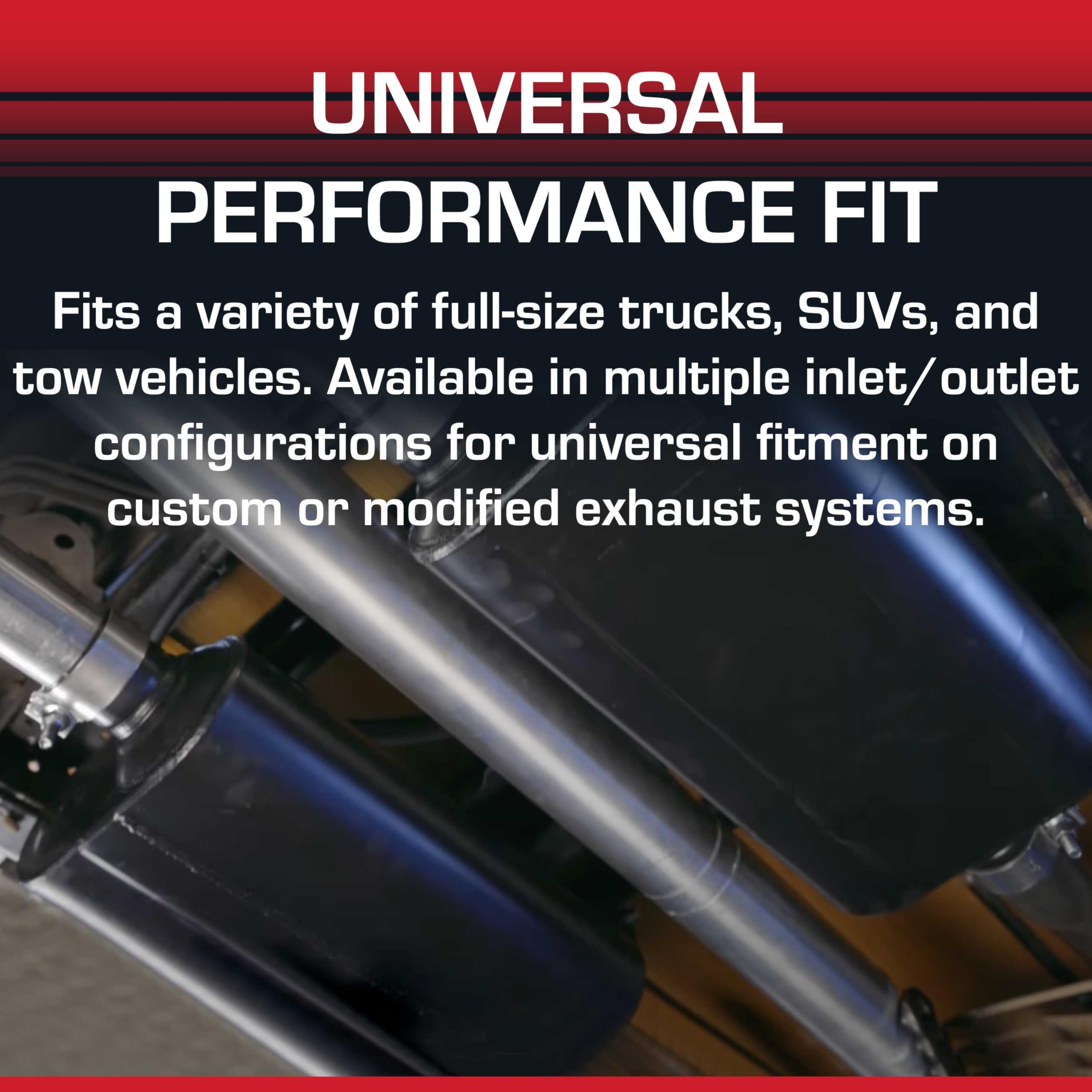 Flowmaster Super 50 Series Muffler Chambered – Dual In 2.25”/ 3.00” Center Out – Moderate Sound – 16-Gauge Aluminized Steel – Full-Size Trucks, SUVs, and Tow Vehicles (524553)