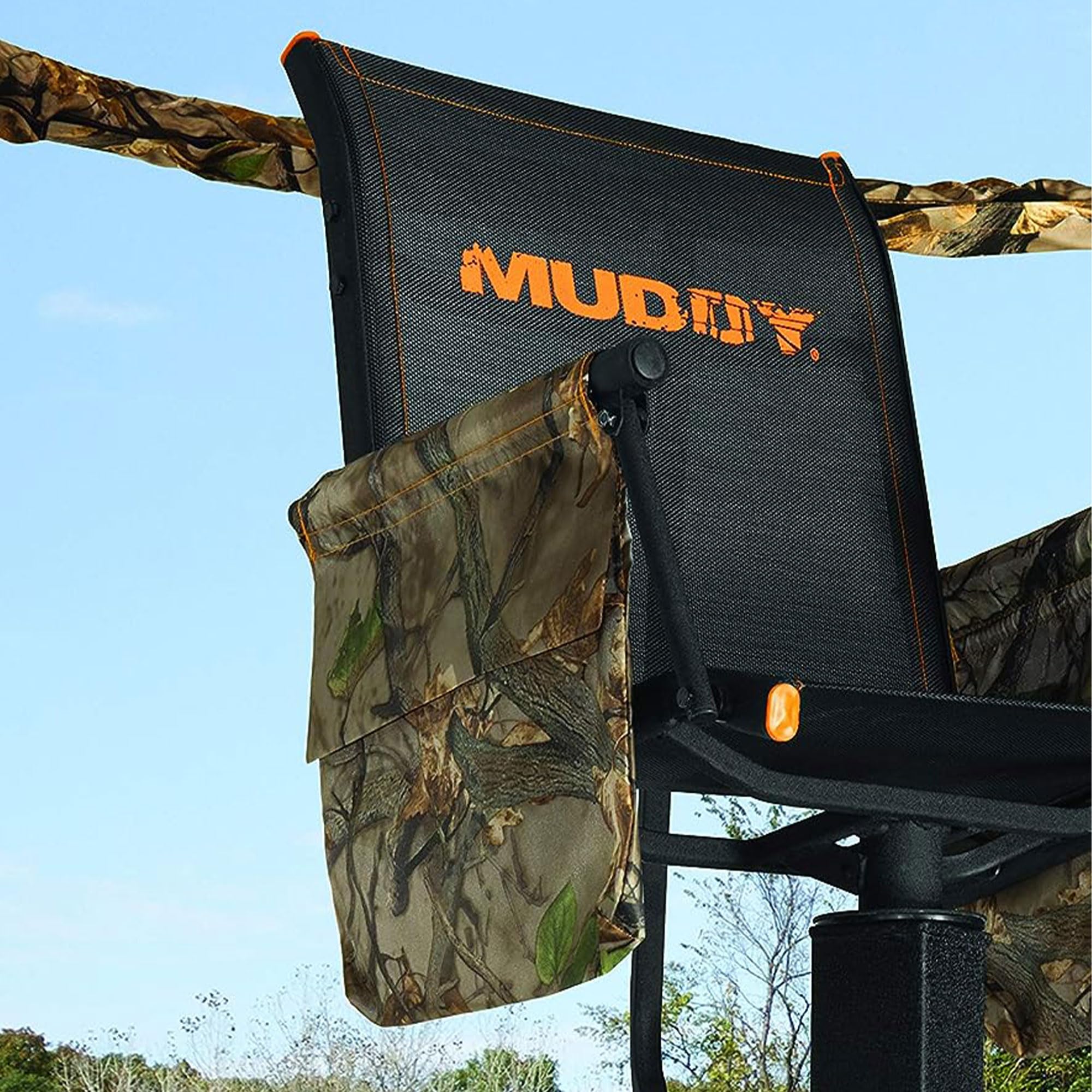1-Person Muddy Liberty Steel Tripod Hunting Stand, 16 ft Tall, 300 lb Capacity - Heavy-Duty with Flex-Tex 360 Swivel Seat, Extra-Wide Shooting Rail, Adjustable Legs and Detachable Gear Bags