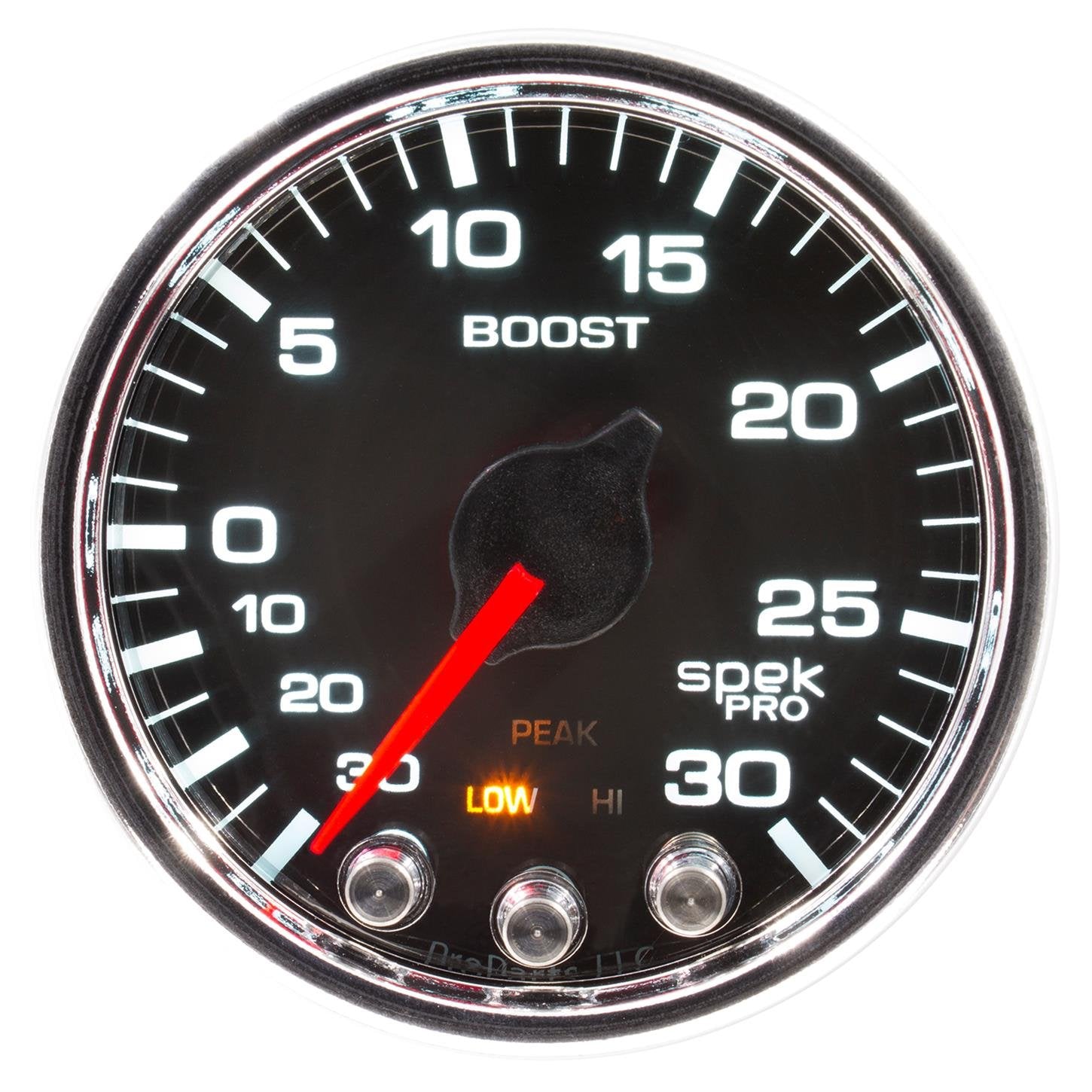 AutoMeter Gauge P30231 Boost (Spek-Pro 2 1/16", 30Inhg-30Psi, Stepper Motorwith Peak & Warn, Black/Chrome, Spek-Pro)