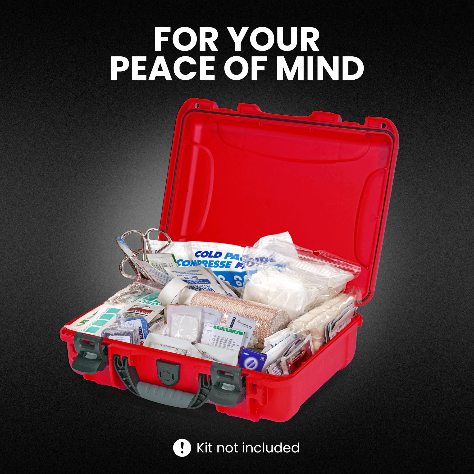 Waterproof NANUK 910 First Aid Box Empty – Durable, Medical First Aid Organizer Case, IP67-Rated, Dustproof, Impact-Resistant, and Floats (7.4" x 4.9" x 3.1") – Red