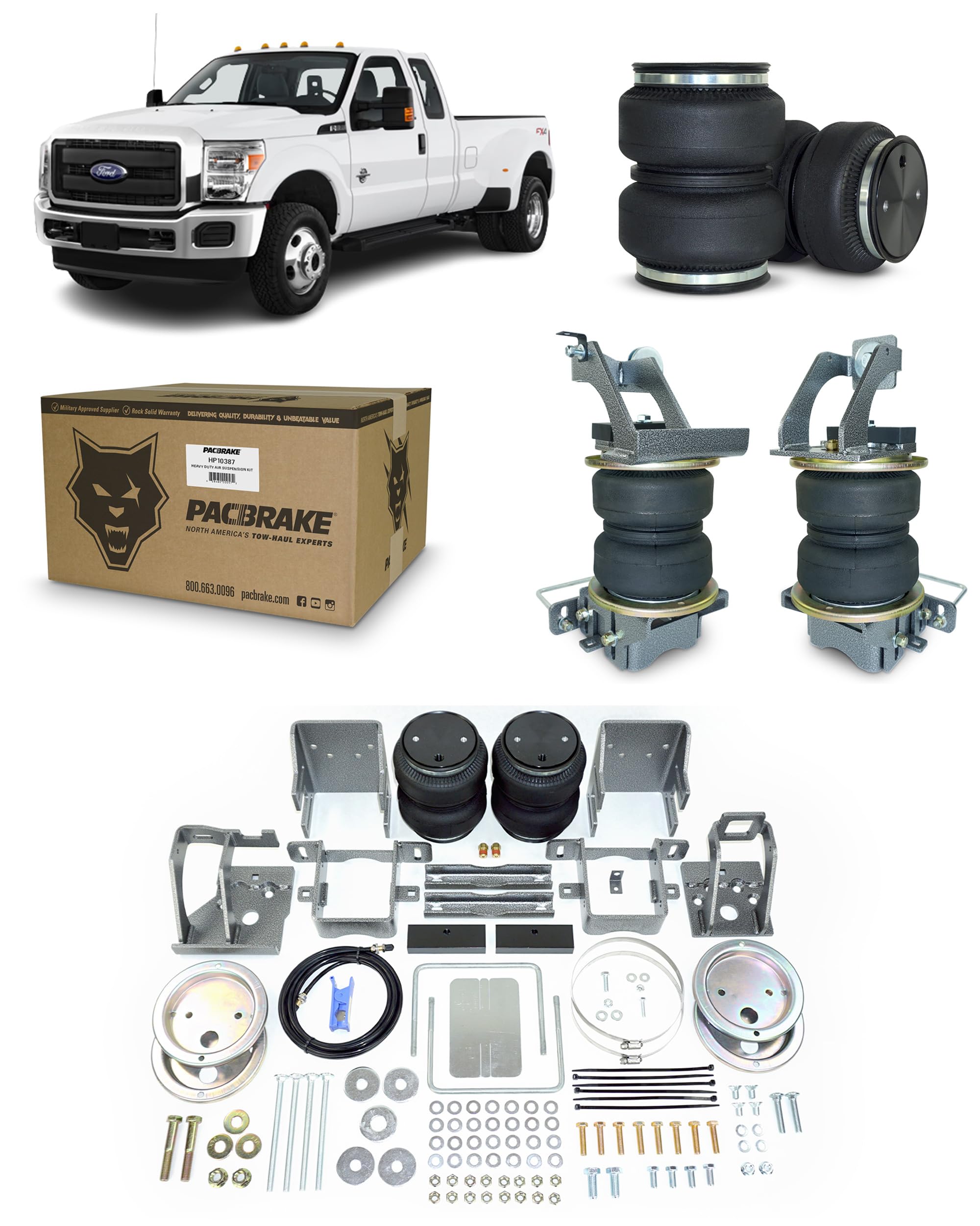 Pacbrake ALPHA XD 7500 HP10387-X Air Spring Suspension Kit Compatible with Ford F-250/350 2011-2016