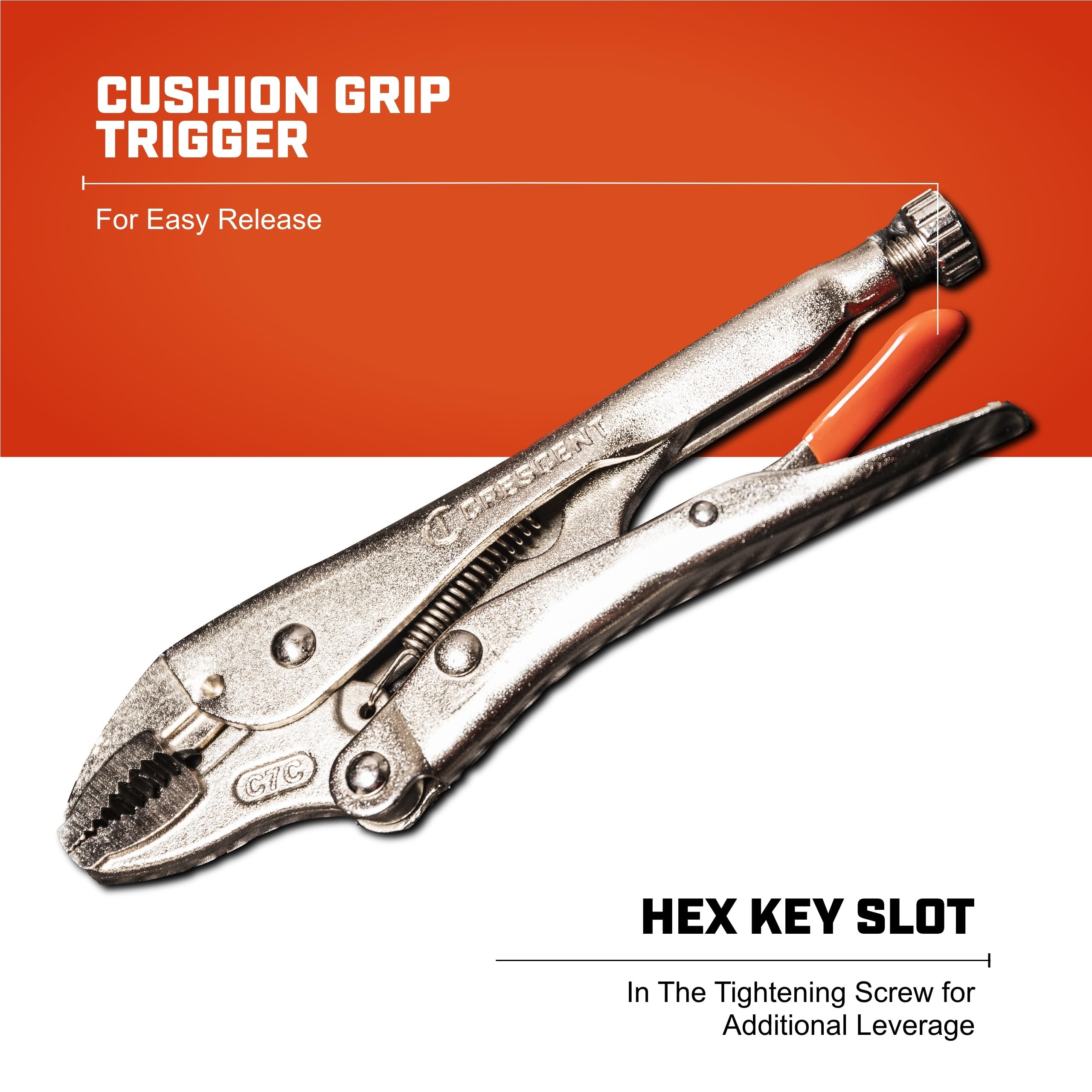 7" Crescent Curved Jaw Locking Pliers with Wire Cutter - C7CVN-08