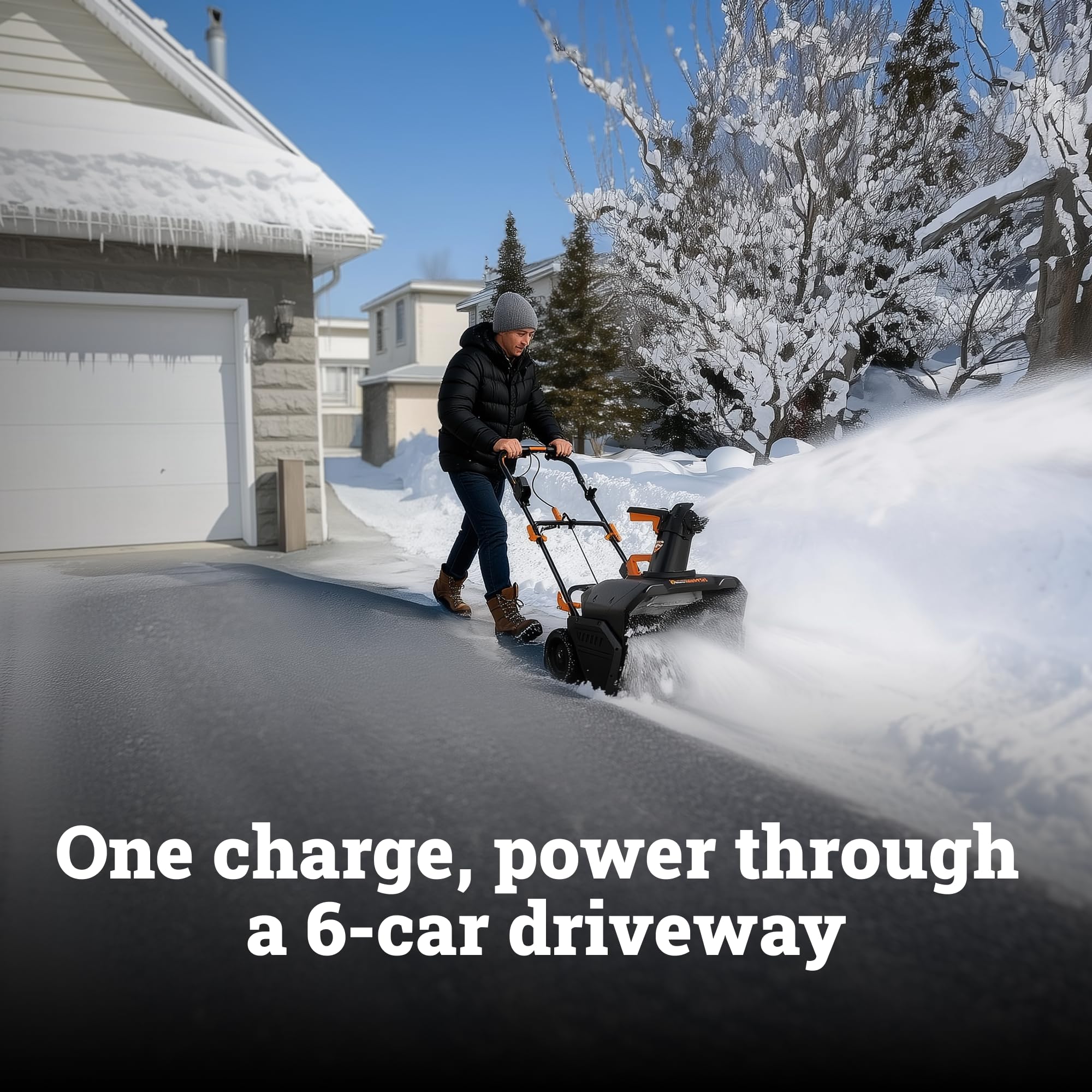 40V WORX 20" Cordless Snow Blower, Electric Snow Thrower for 6-Car Driveway, Snow Removal with Brushless Motor, 2 × 4.0 Ah Batteries & Charger Included, WG471